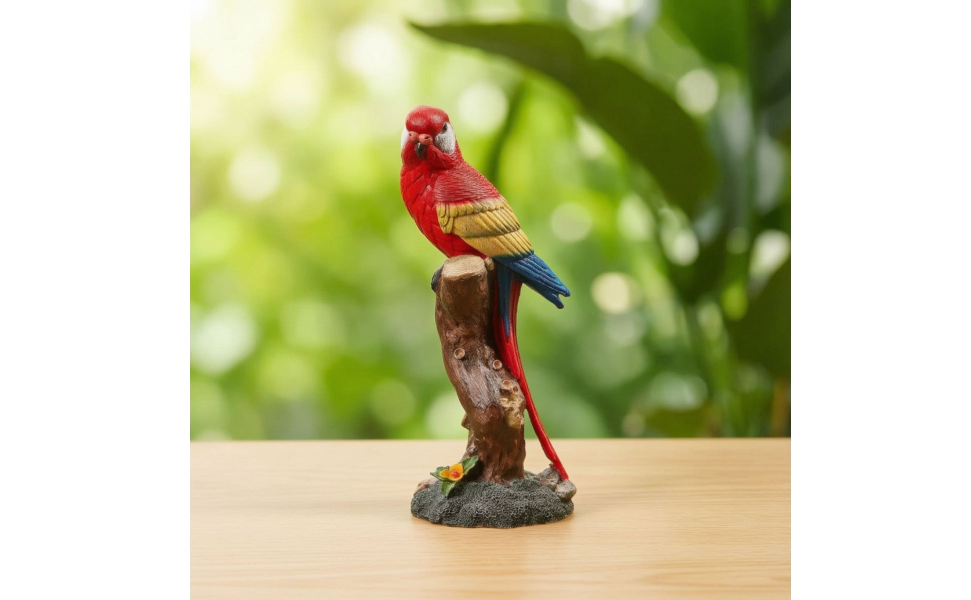 Papageienfigur aus Harz Tischdeko-Papagei texturierte Federn für Schreibtisch