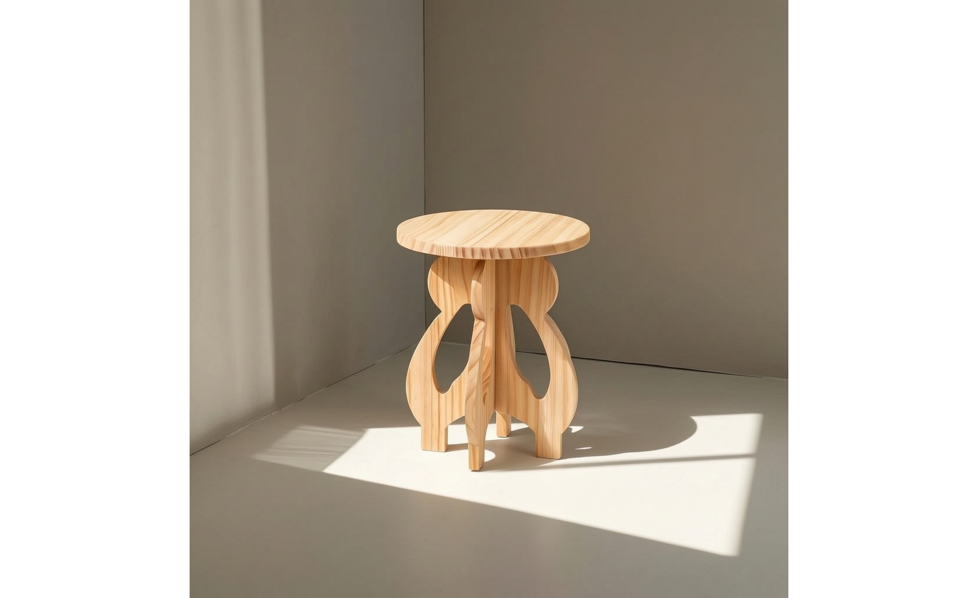 Kiefernhocker natürlich Rundhocker Massiv für Wohnzimmer, Balkon