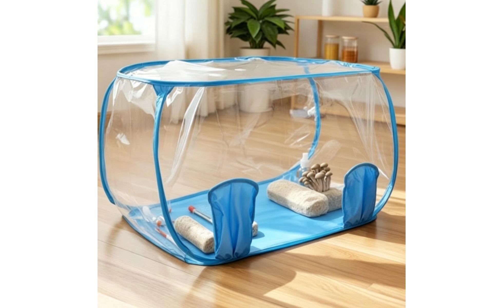 Pilzzuchtzelt mit armports transparent Zuchtzelt mit eingriffen geschlossen