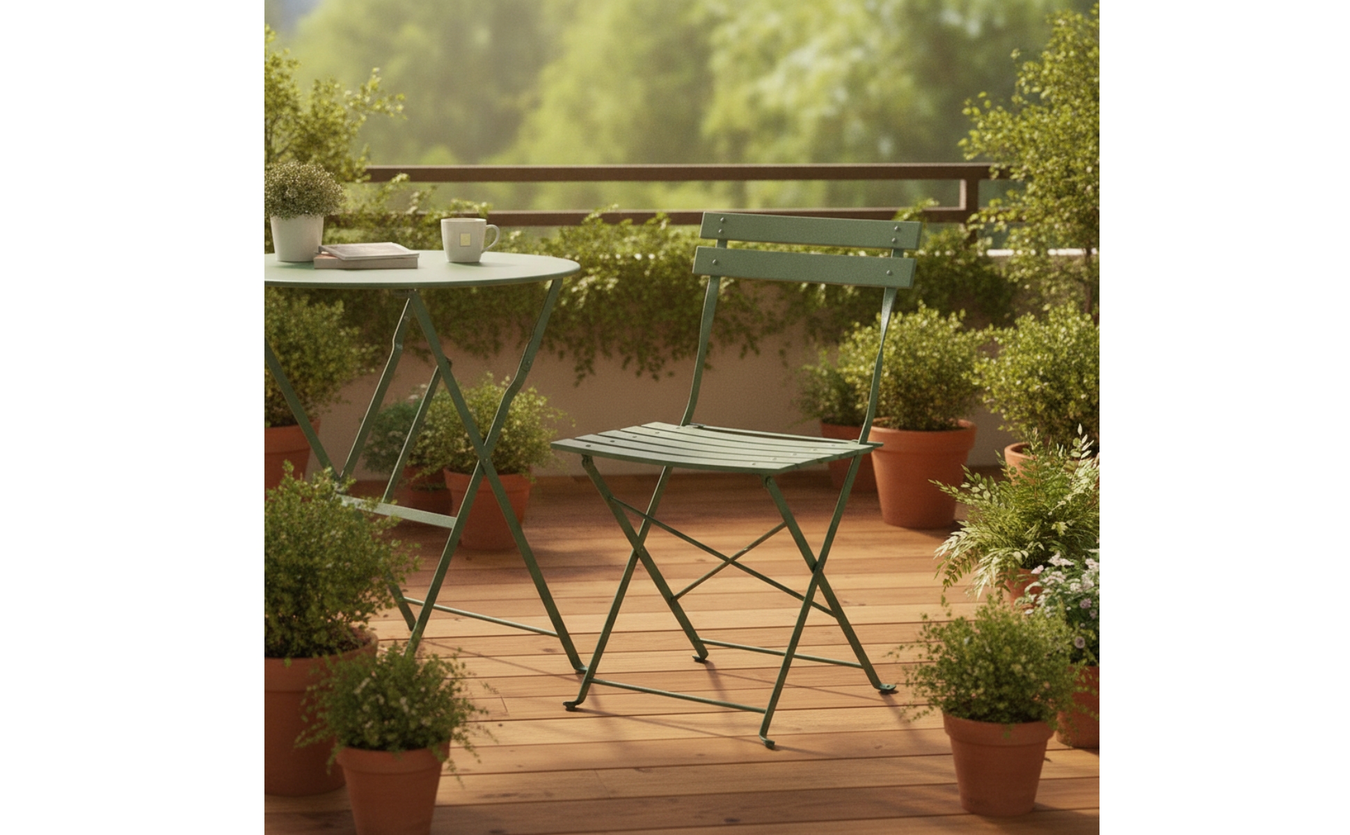 Folding Cafe Chair Foldable Cafe Chair Space-Saving for Balcony, Garden