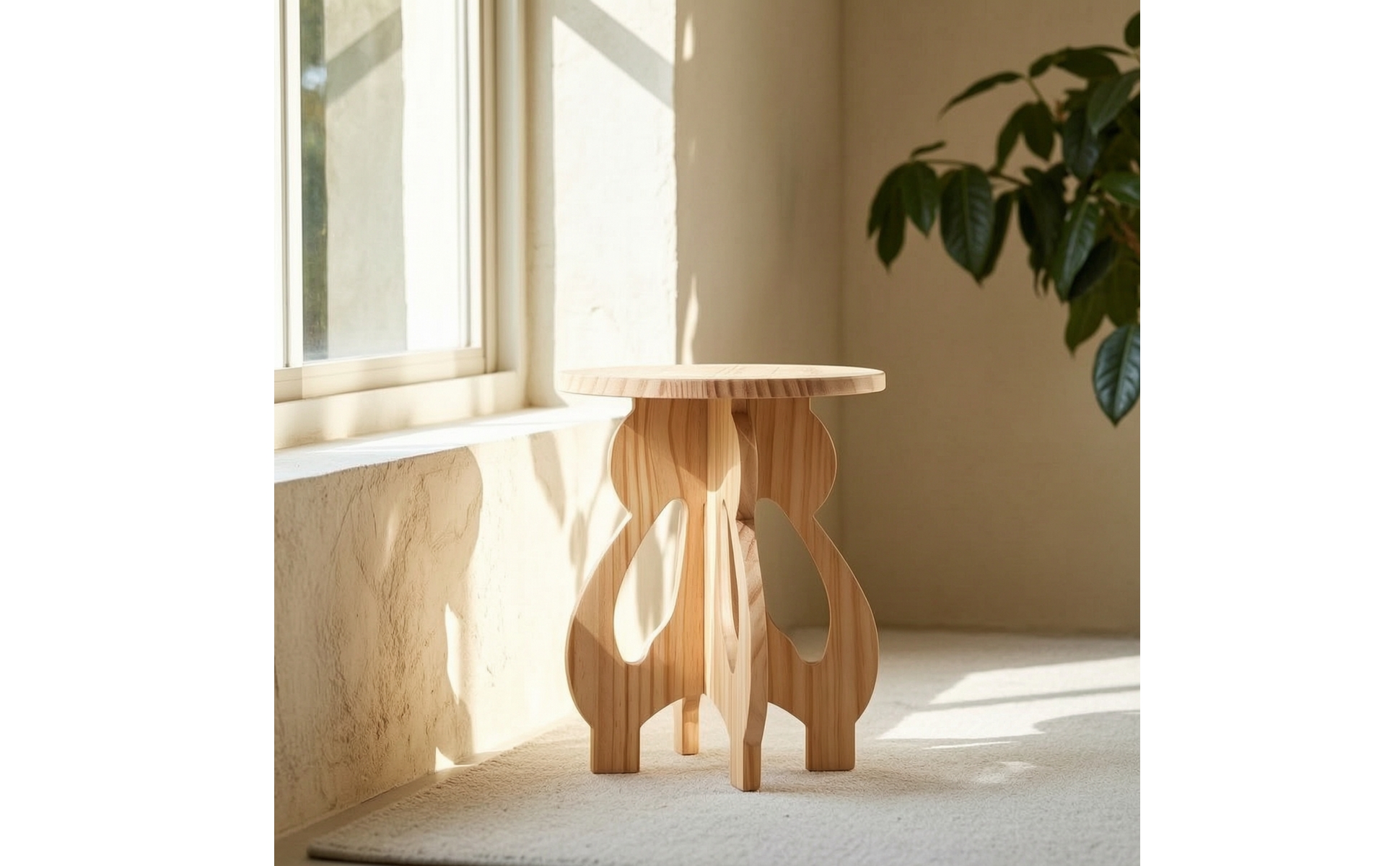 Kiefernhocker natürlich Rundhocker Massiv für Wohnzimmer, Balkon