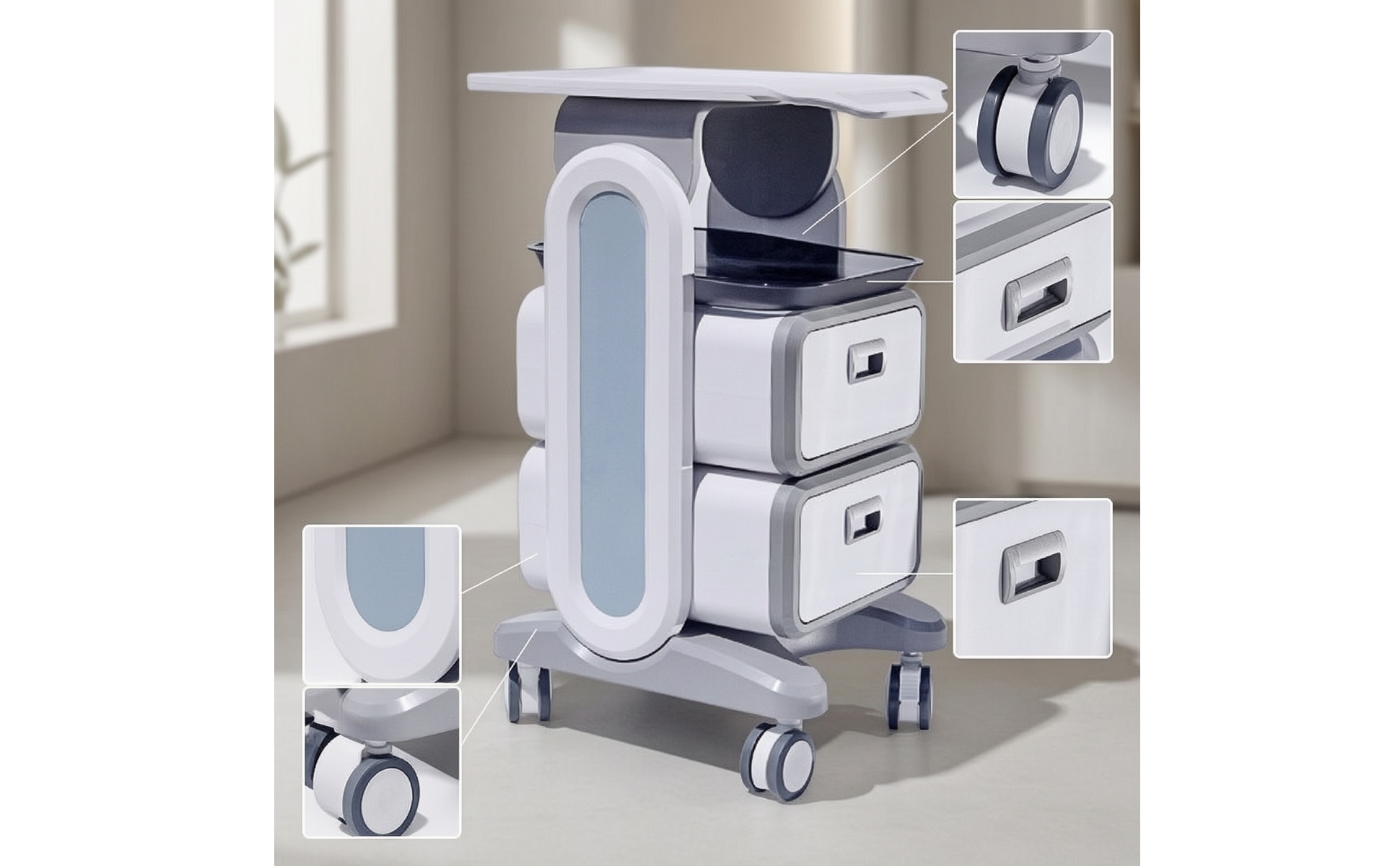 Salon Cart with Drawers Portable Rolling Salon Cart Multipurpose for Salons