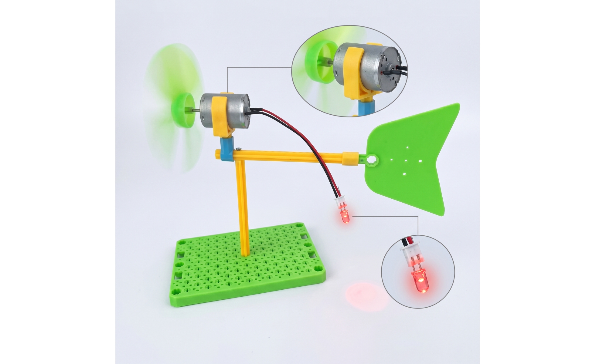 Mini-Windgenerator mit LED Lehrreich DIY-Windkraft-Modell Pädagogisch für Kinder