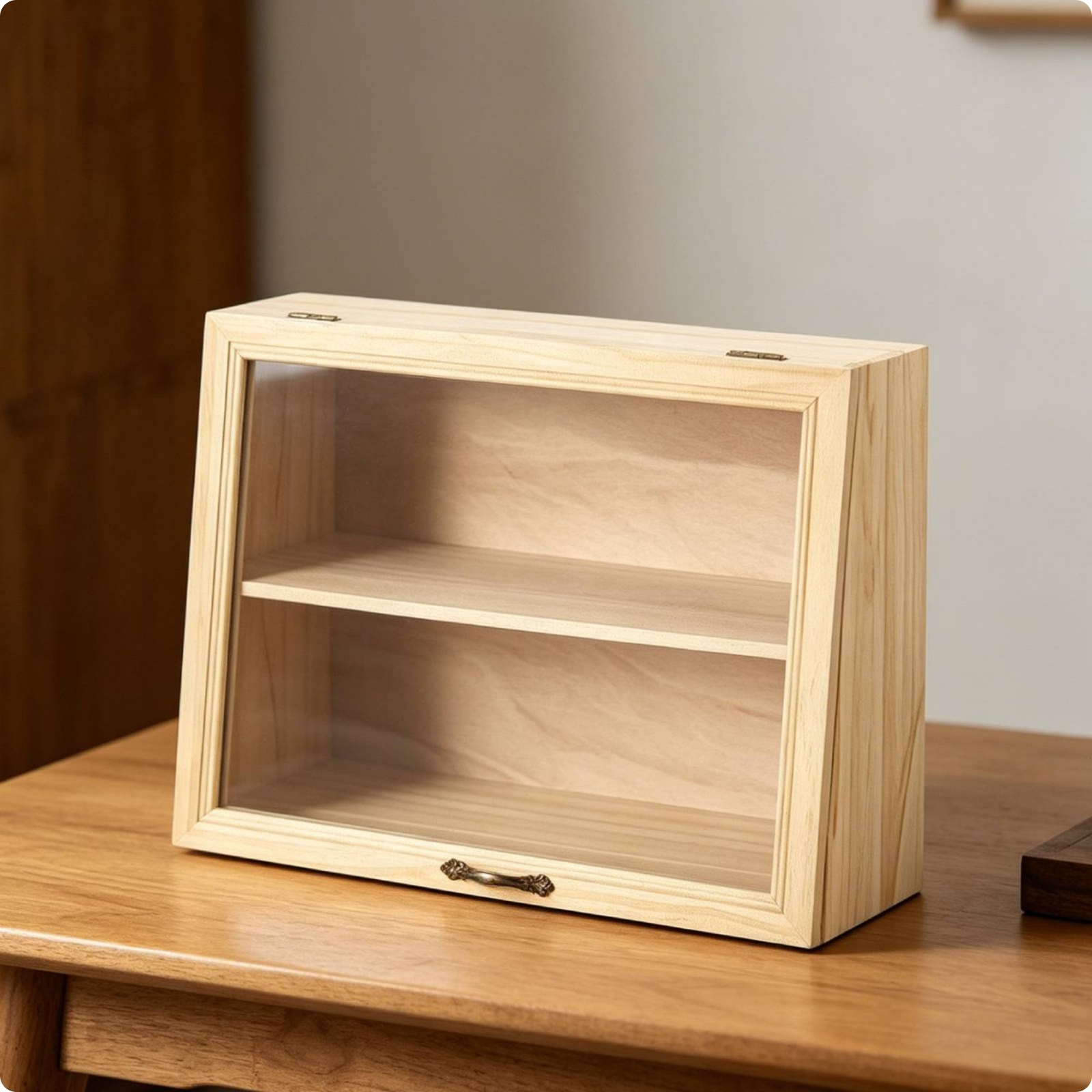 Tabletop Cabinet with Drawer Dustproof Furniture Compact for Collectors