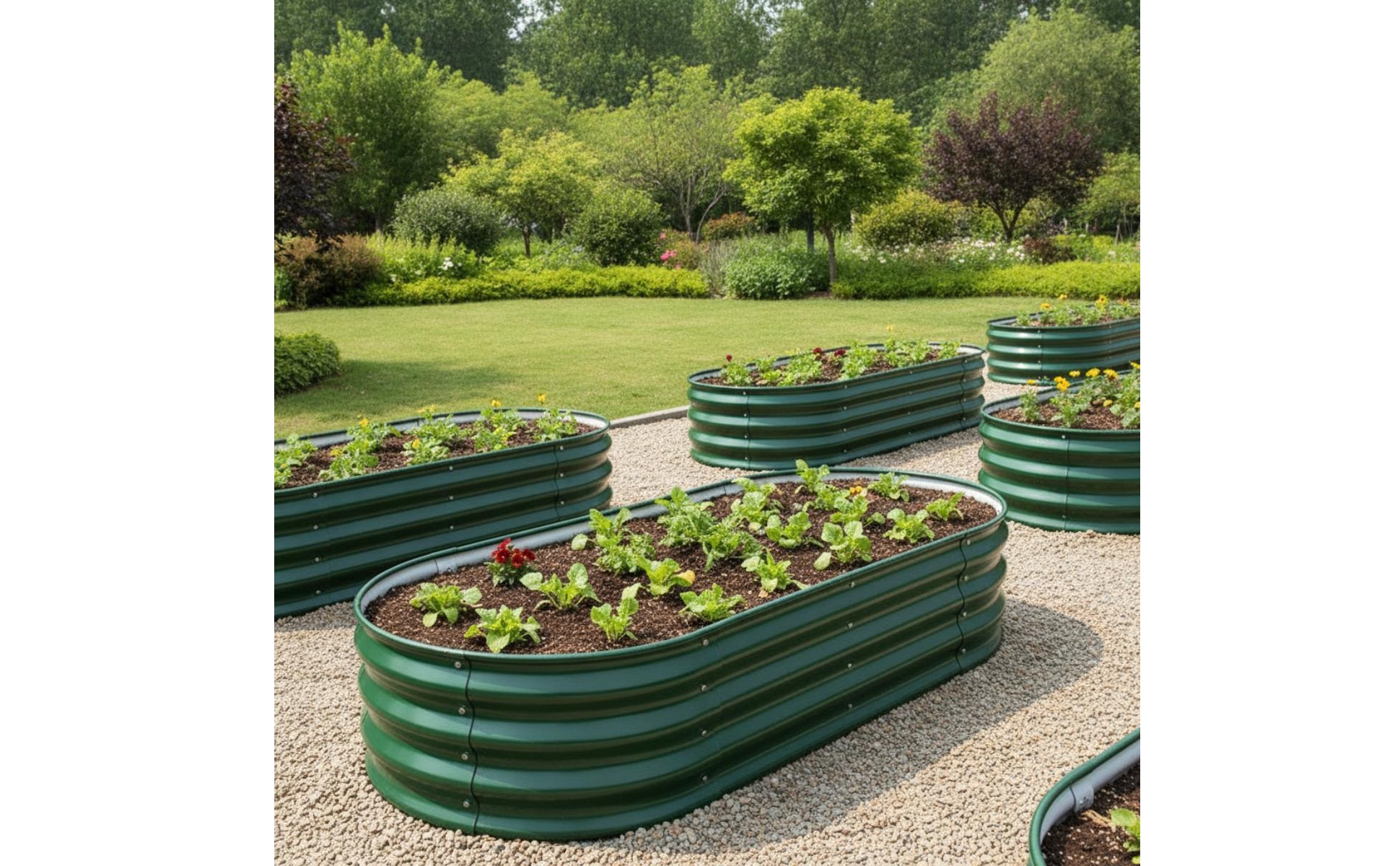 Pflanzkübel aus verzinktem Blech verzinkt Blumenkasten oval für Garten, Terrasse