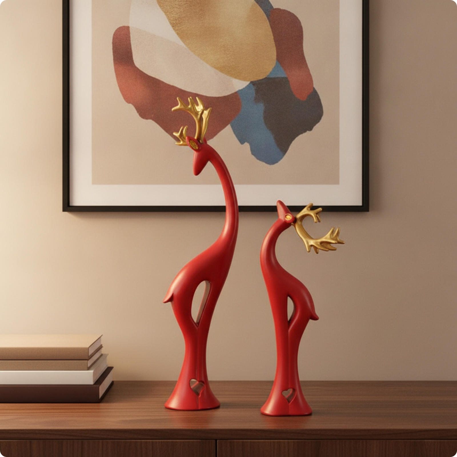Hirschpaar aus Kunstharz Modern Hirschfiguren-Set Romantisch für Schlafzimmer