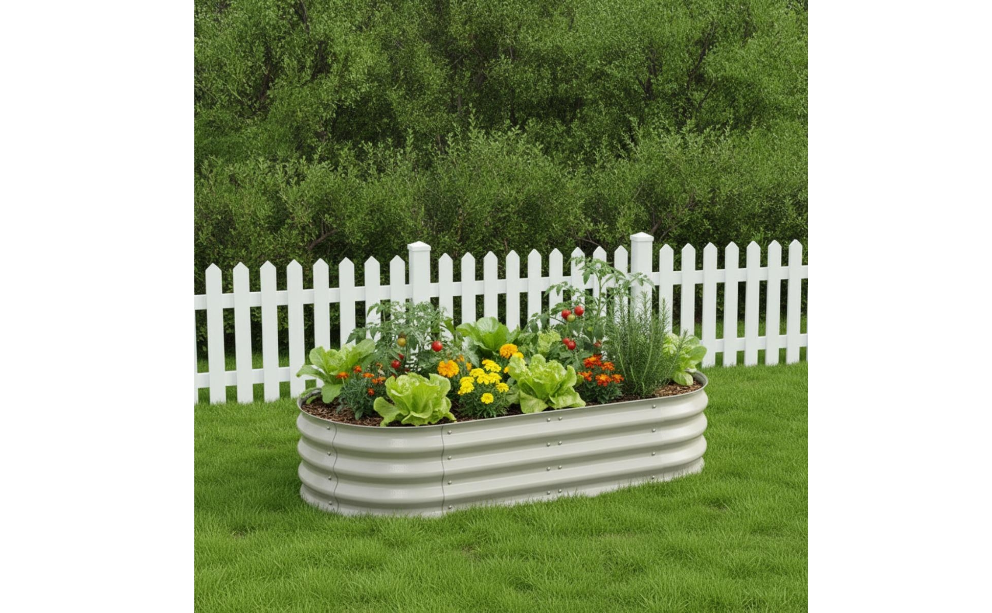 Pflanzkübel aus verzinktem Blech verzinkt Blumenkasten oval für Garten, Terrasse