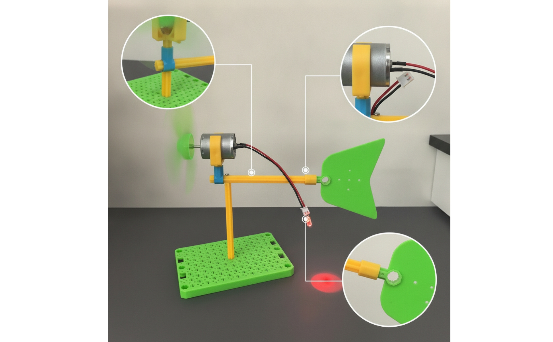 Mini-Windgenerator mit LED Lehrreich DIY-Windkraft-Modell Pädagogisch für Kinder