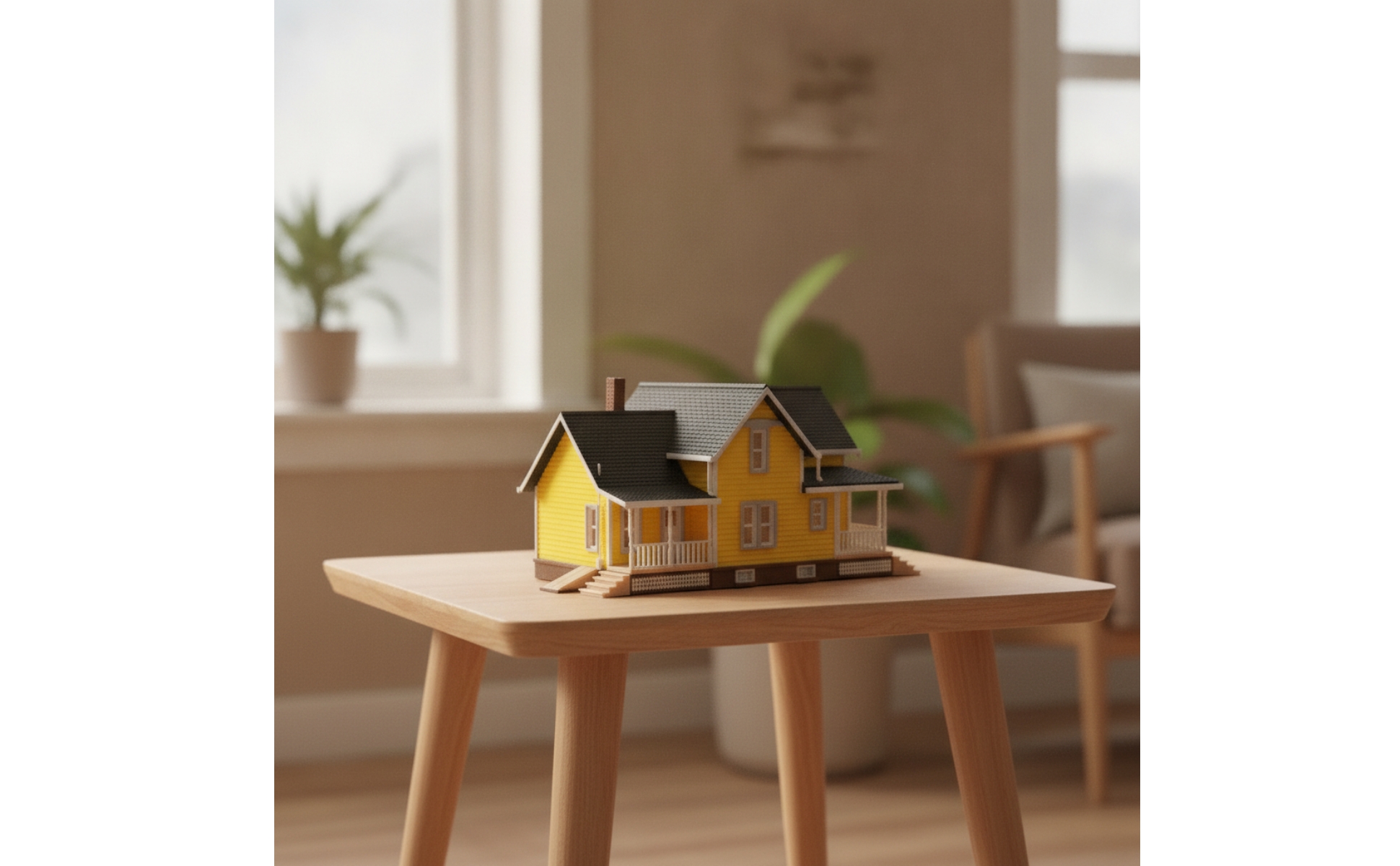 Miniature Villa with Porch Detailed 1:64 Scale House Model Two-Story