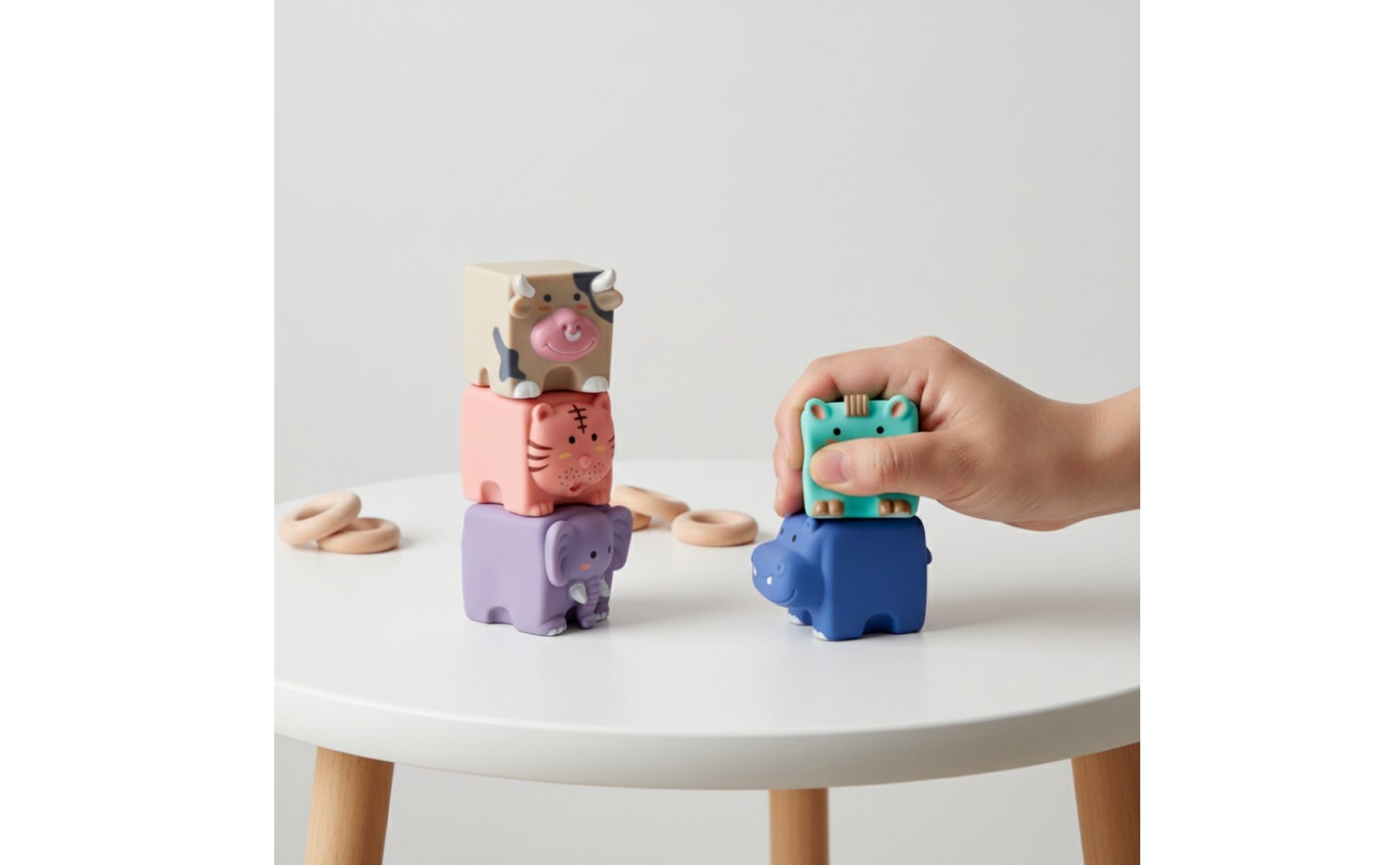 6 Pieces Stacking Blocks with Bag Tactile Soft Blocks Squeezable for Toddlers