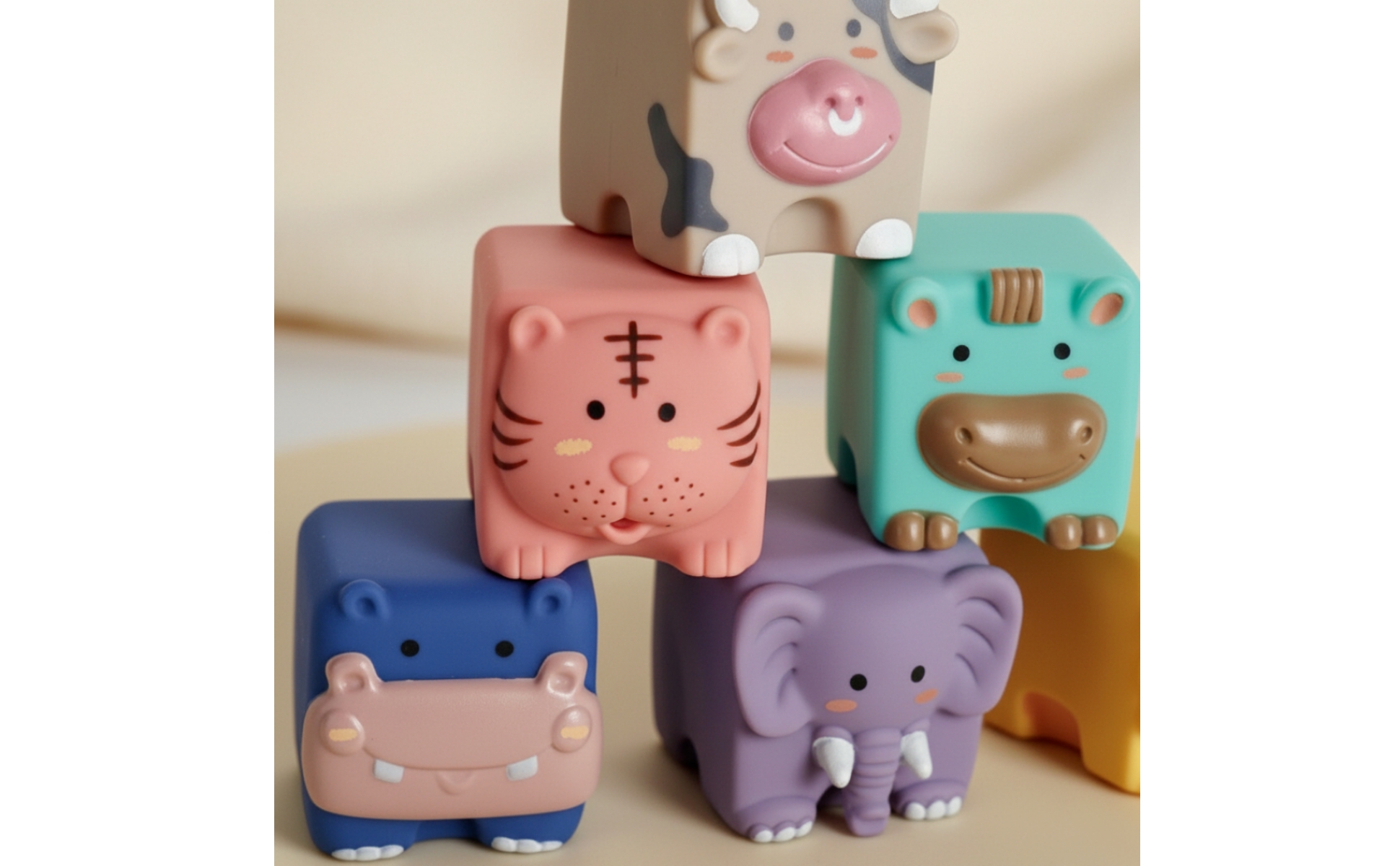 6 Pieces Stacking Blocks with Bag Tactile Soft Blocks Squeezable for Toddlers