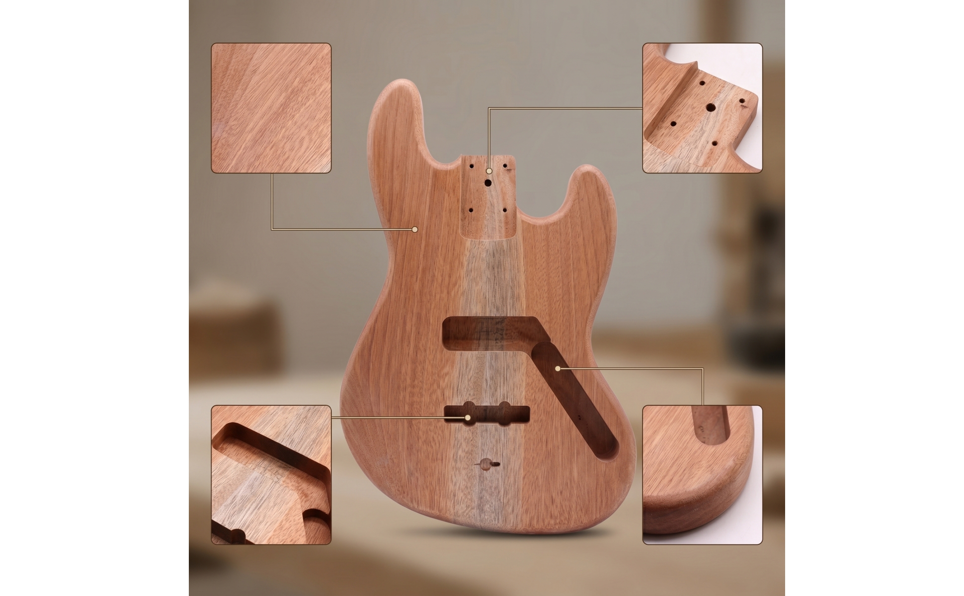 Jazz-Bass-Stil-Style Bass-Korpus vorgefräst Bass-Body aus Okoume unlackiert