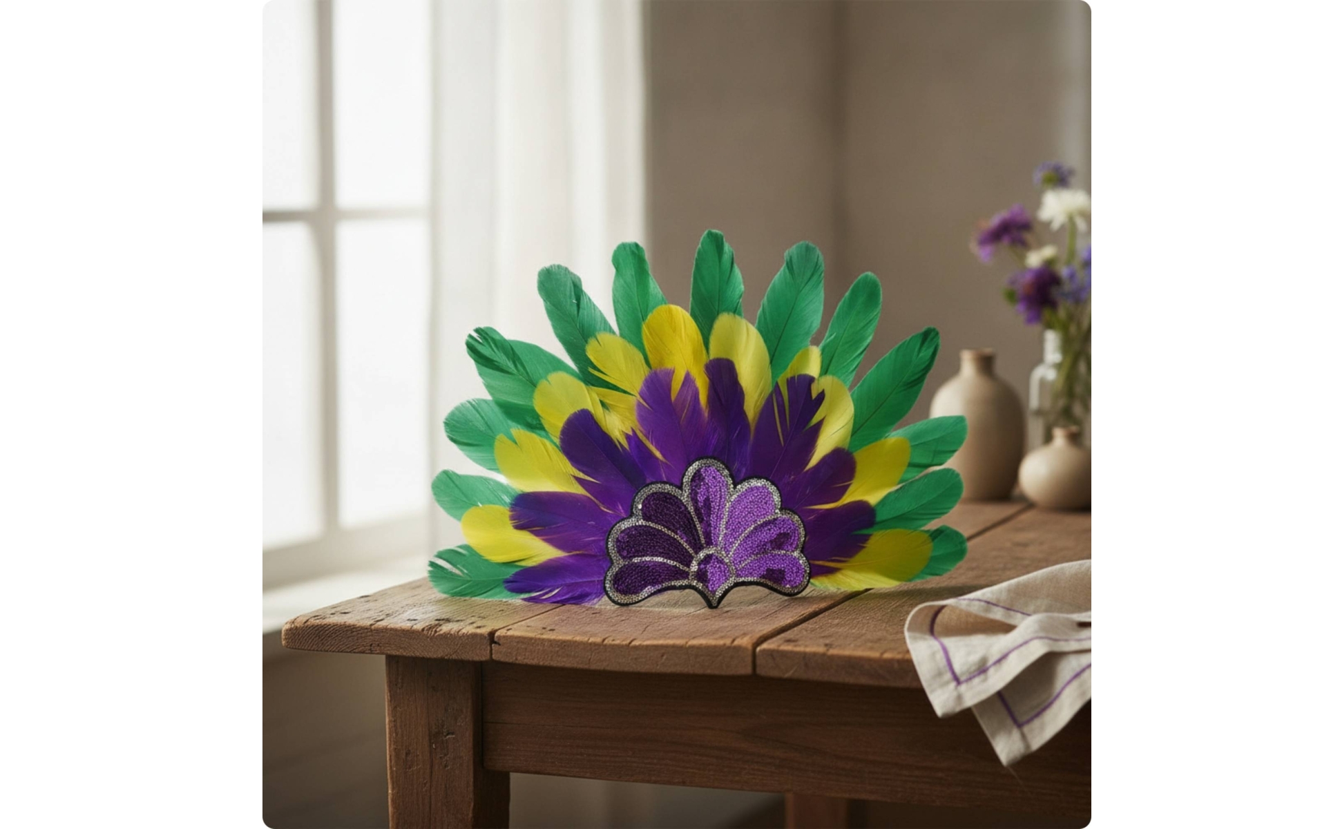 Feather Headdress Feathered Feather Crown Fan-Shaped for Carnival, Photo Shoots