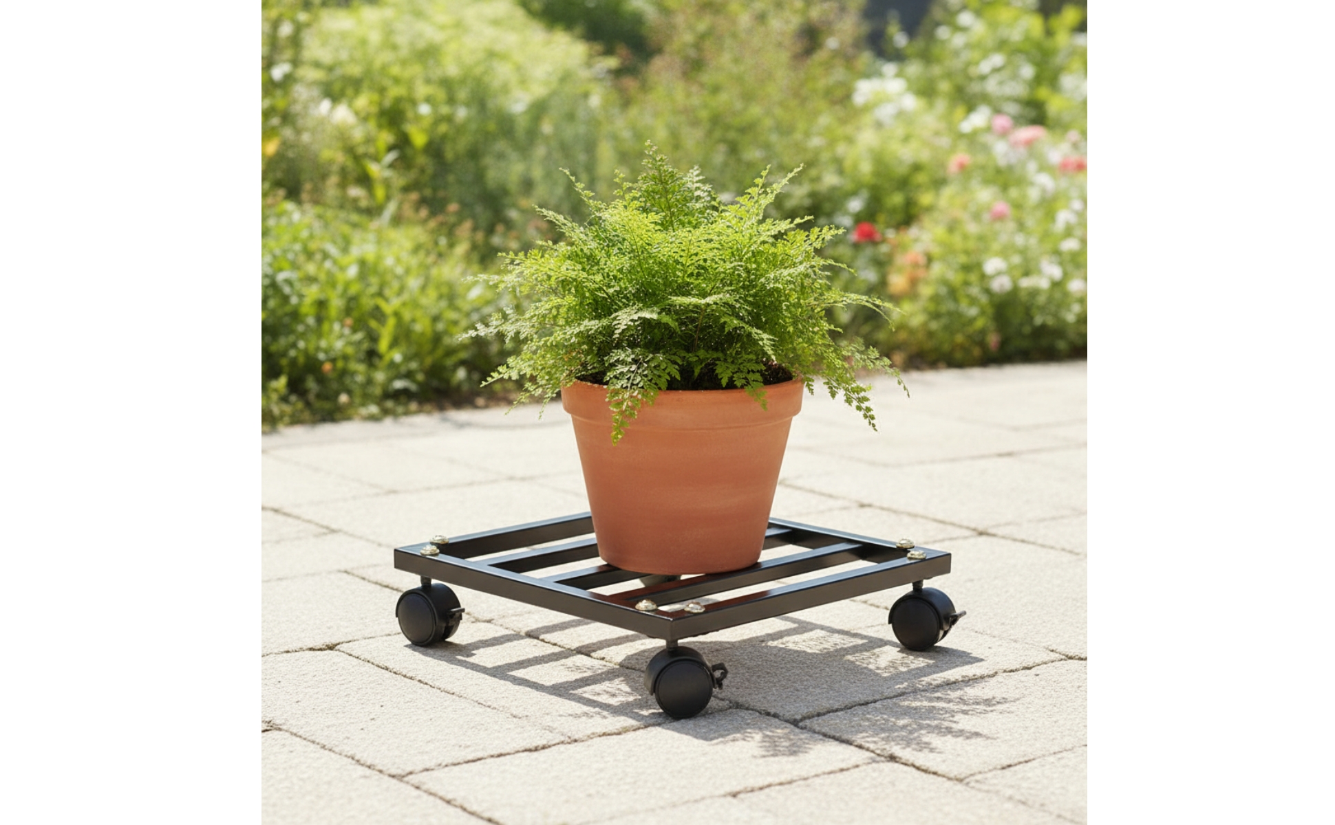 Blumenroller mit Feststellbremse Quadratisch Rolluntersetzer mit Lenkrollen