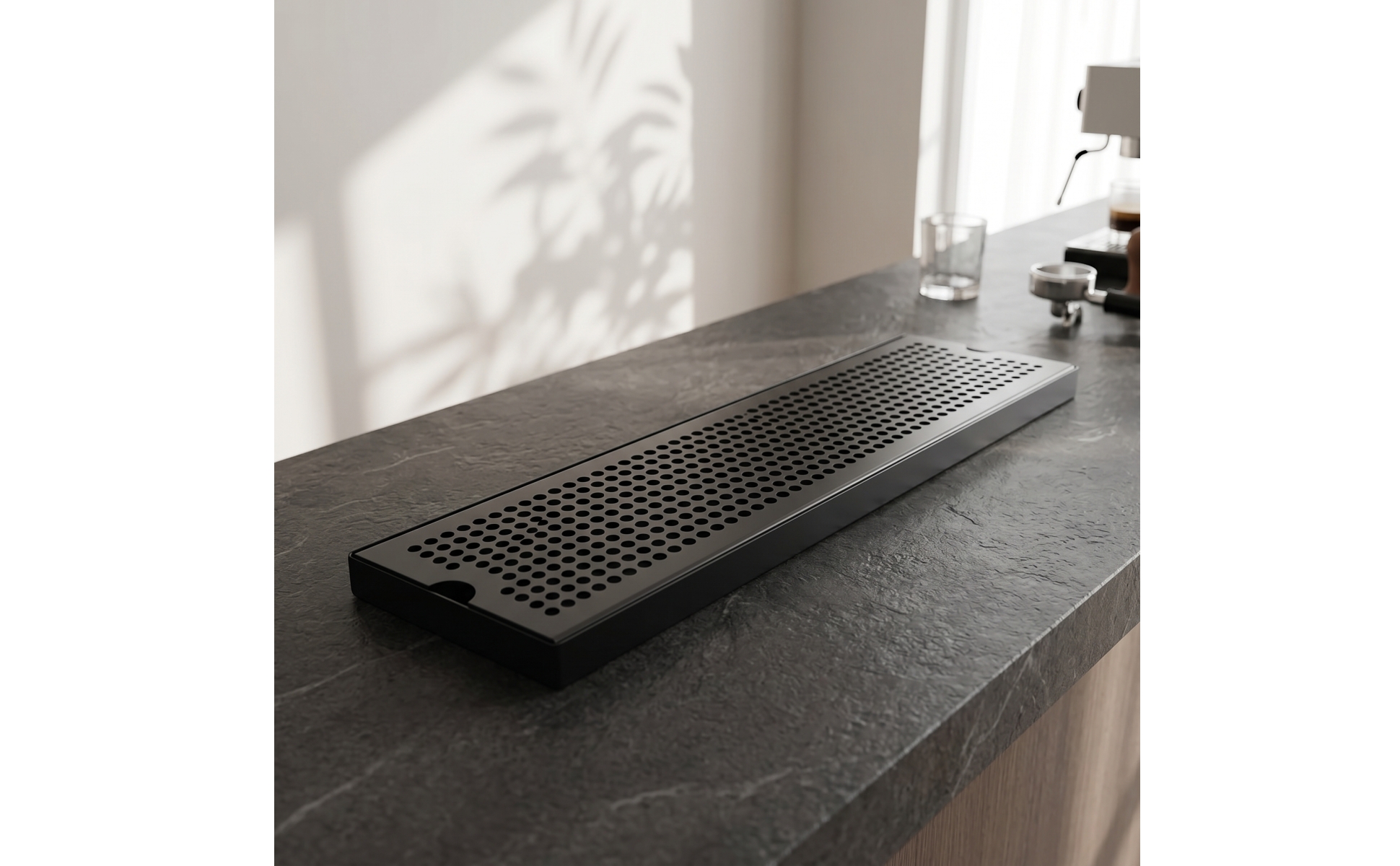 Bar Spill Tray Black Coated for Beverage Stations, Bartenders, Baristas