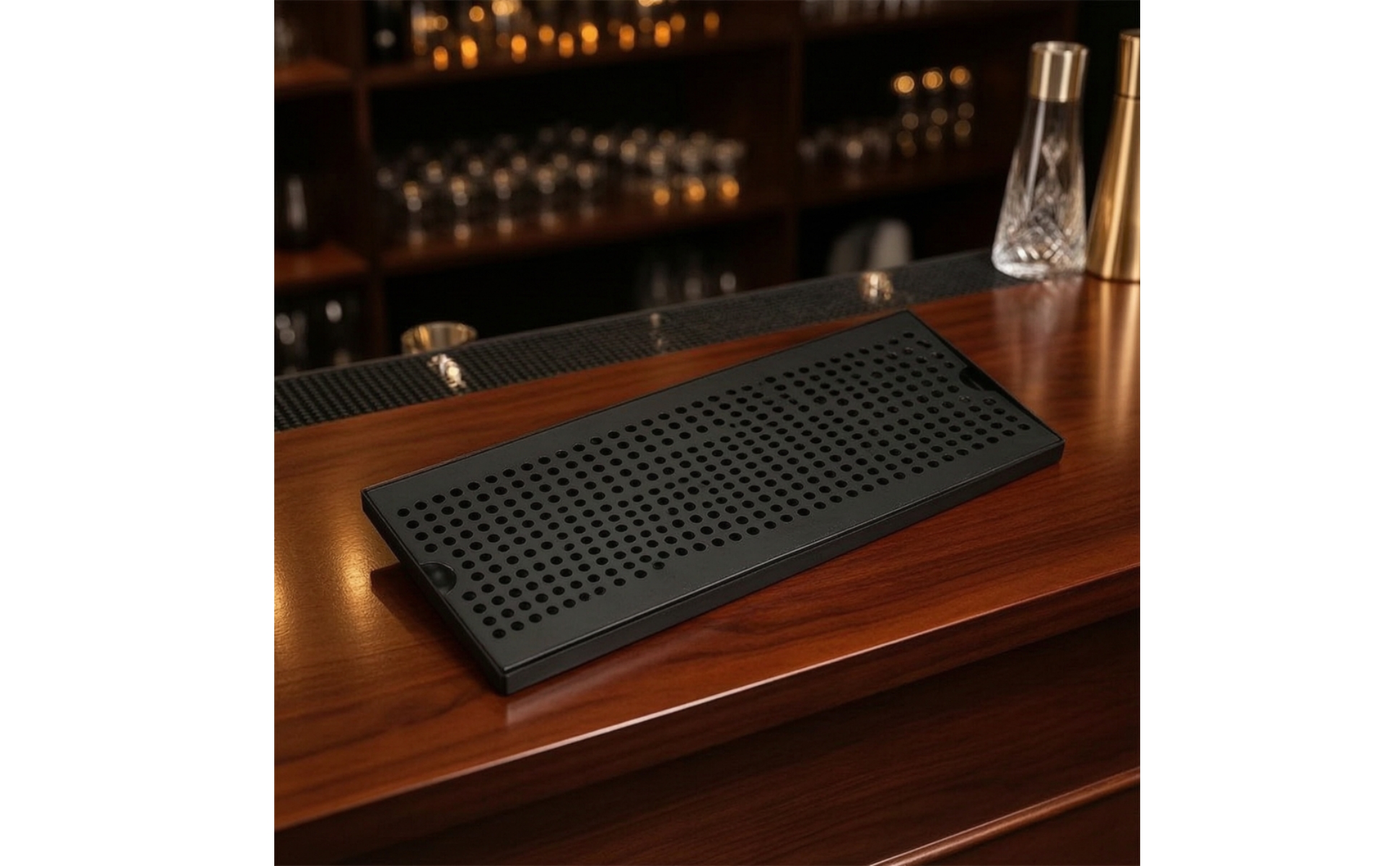 Bar Spill Tray Black Coated for Beverage Stations, Bartenders, Baristas