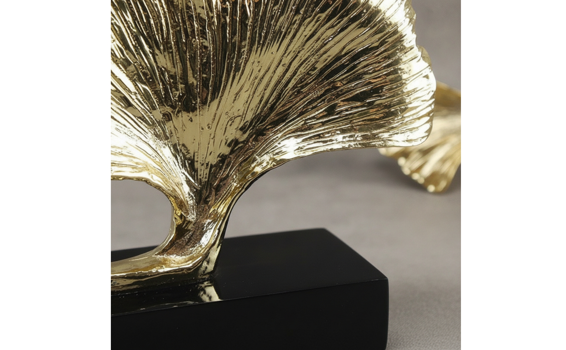 Ginkgo Leaf Sculpture Electroplated Tabletop Ornament with Base Sculptural