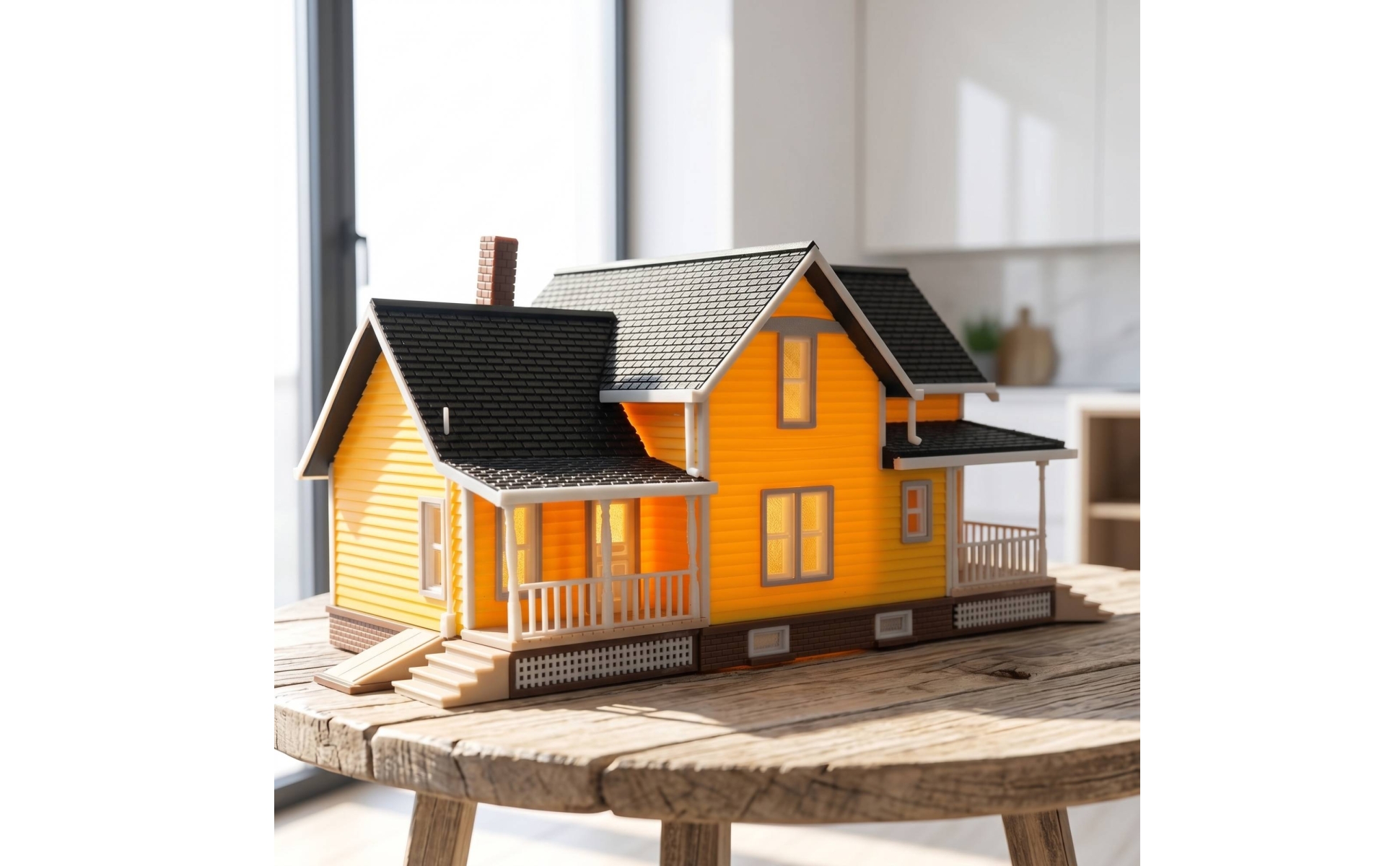 Miniature Villa with Porch Detailed 1:64 Scale House Model Two-Story