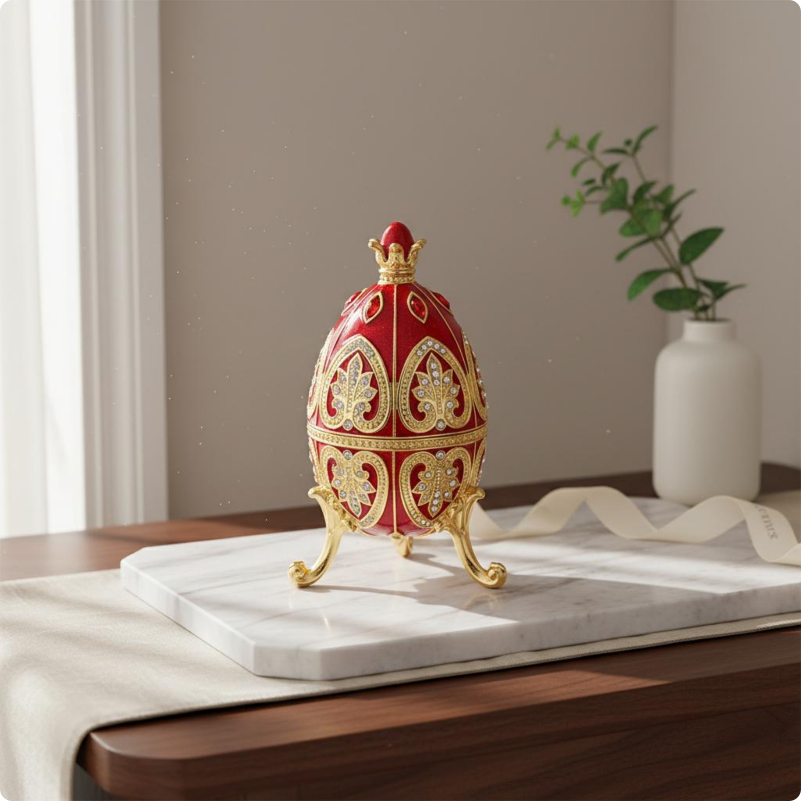 Jeweled Enamel Oval Jewelry Box-Shaped Container Enameled Jeweled Oval Jewelry