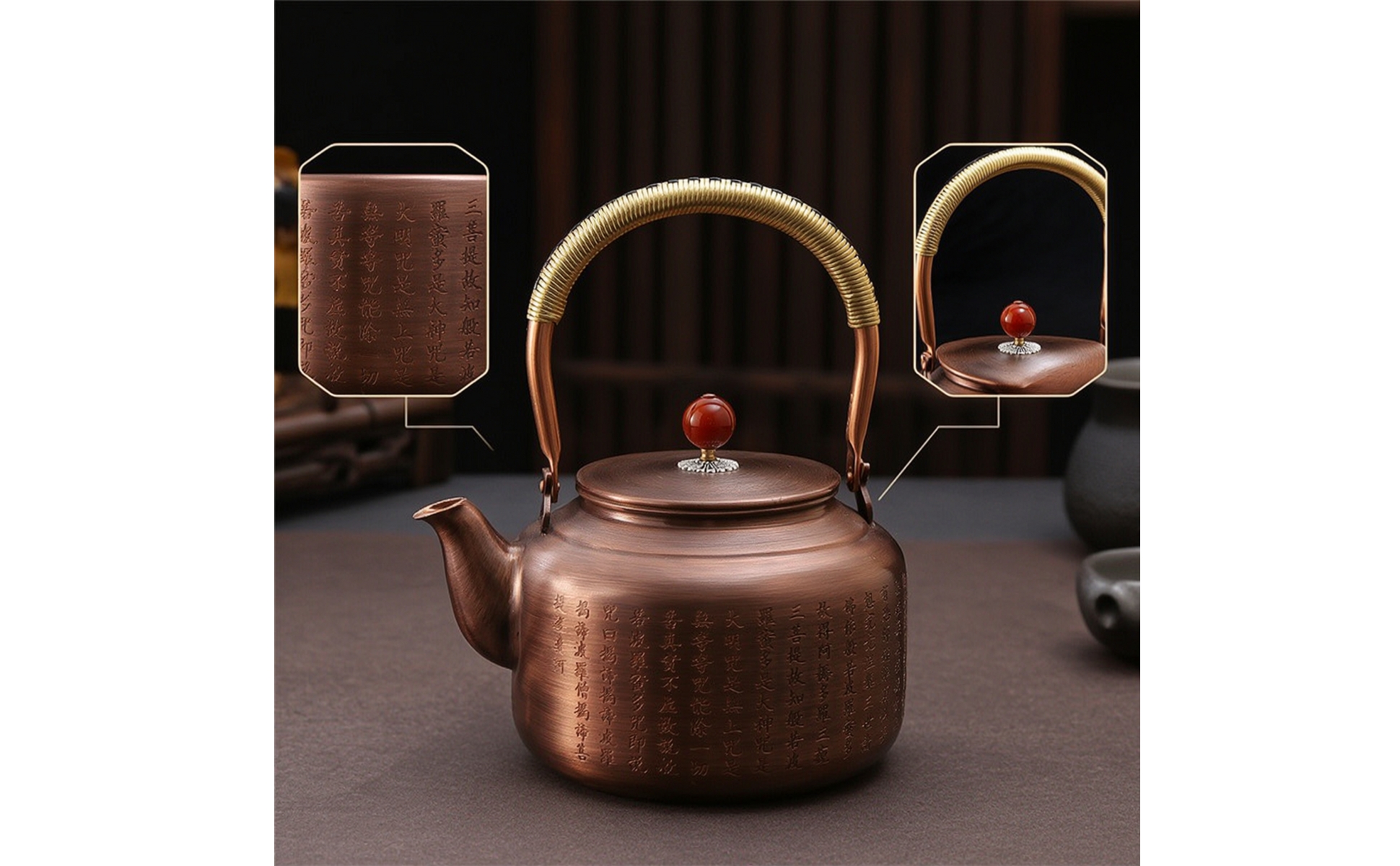 Teekanne mit umwickeltem Griff Chinesisch Teekanne mit Griffwicklung Asiatisch