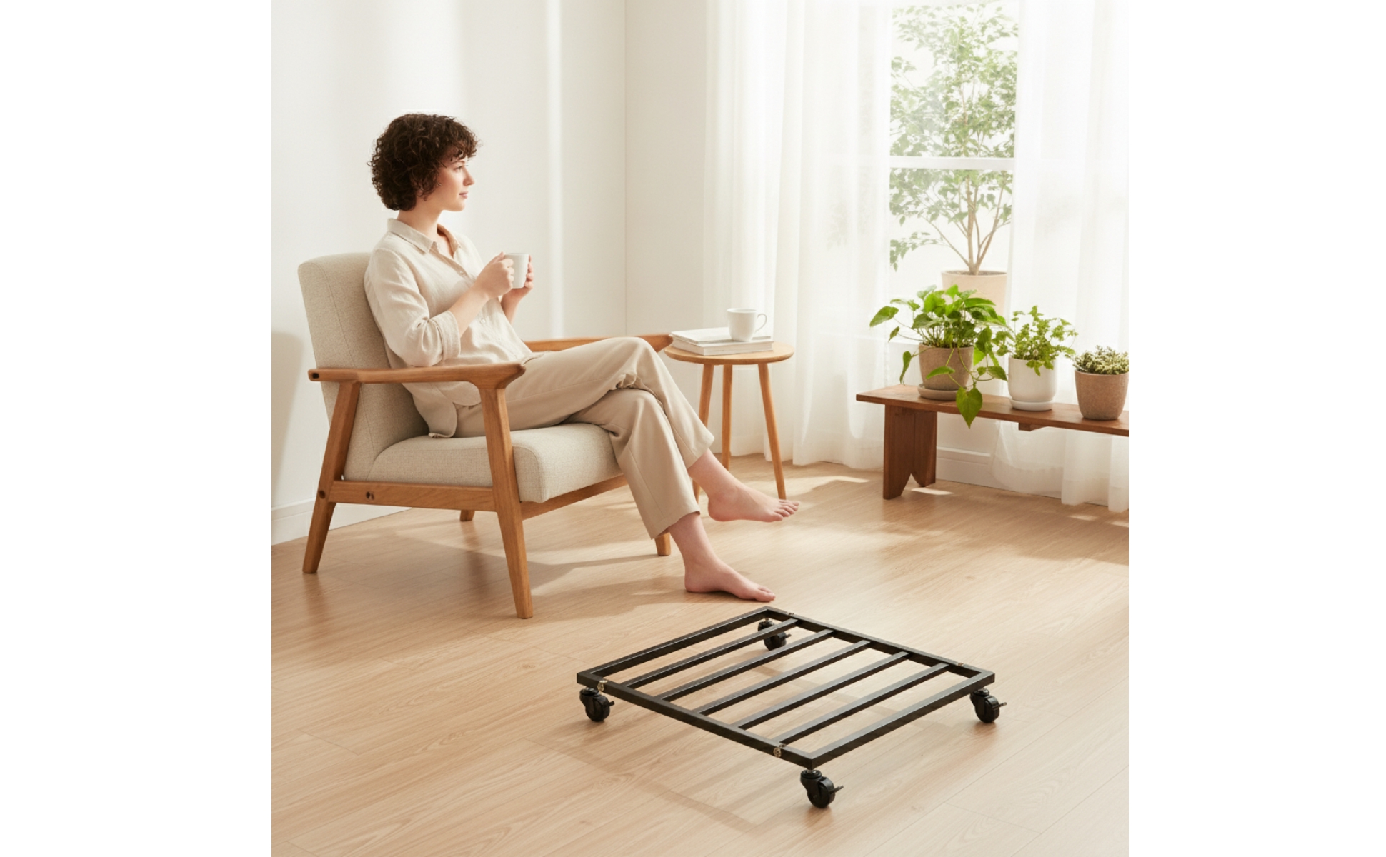 Blumenroller mit Feststellbremse Quadratisch Rolluntersetzer mit Lenkrollen