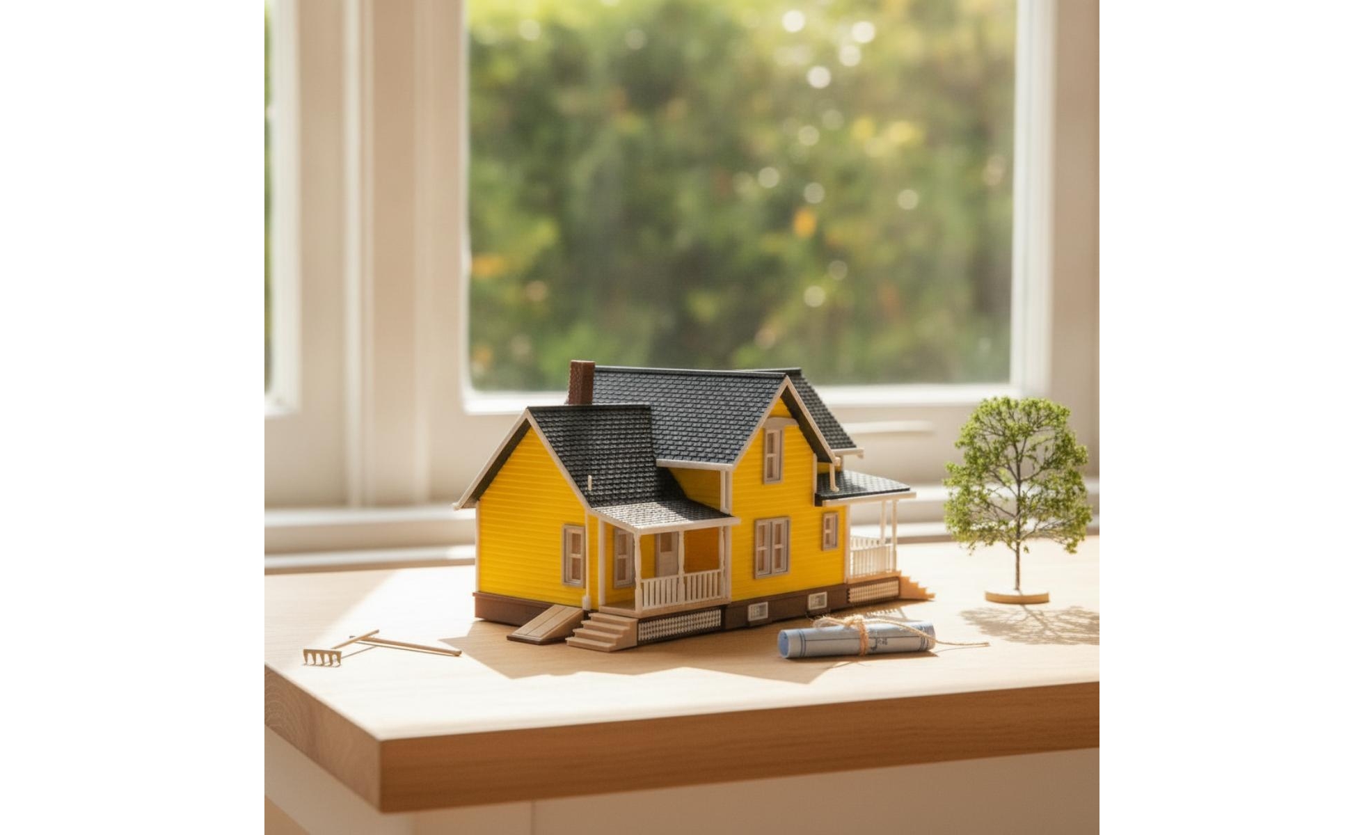 Miniature Villa with Porch Detailed 1:64 Scale House Model Two-Story