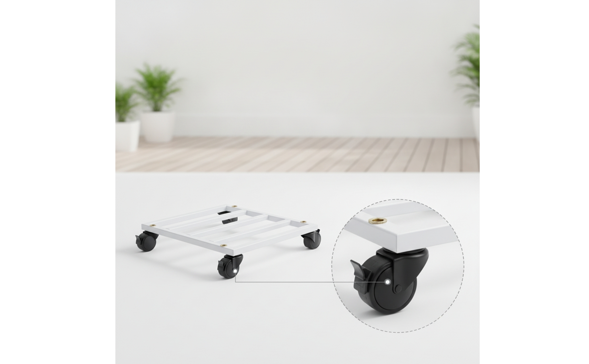 Blumenroller mit Feststellbremse Quadratisch Rolluntersetzer mit Lenkrollen