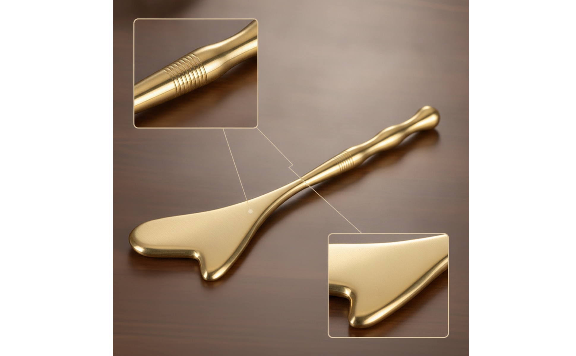 Gua Sha Massage Stick Brass Gua Sha Stick with Acupoint Chart Metal-Like