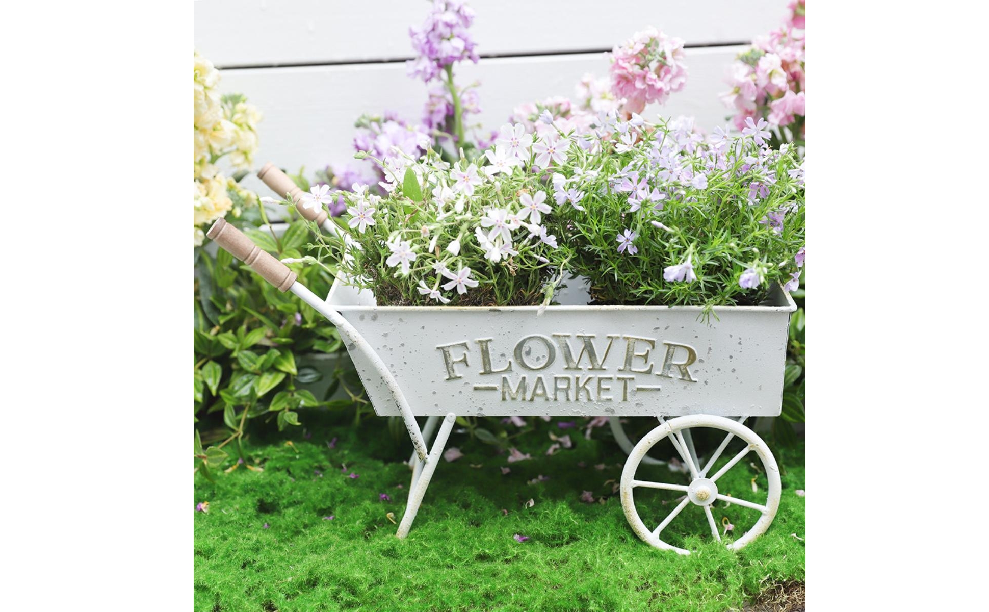 Wheelbarrow Planter Metal Decorative Cart Planter Vintage for Patio, Gardeners
