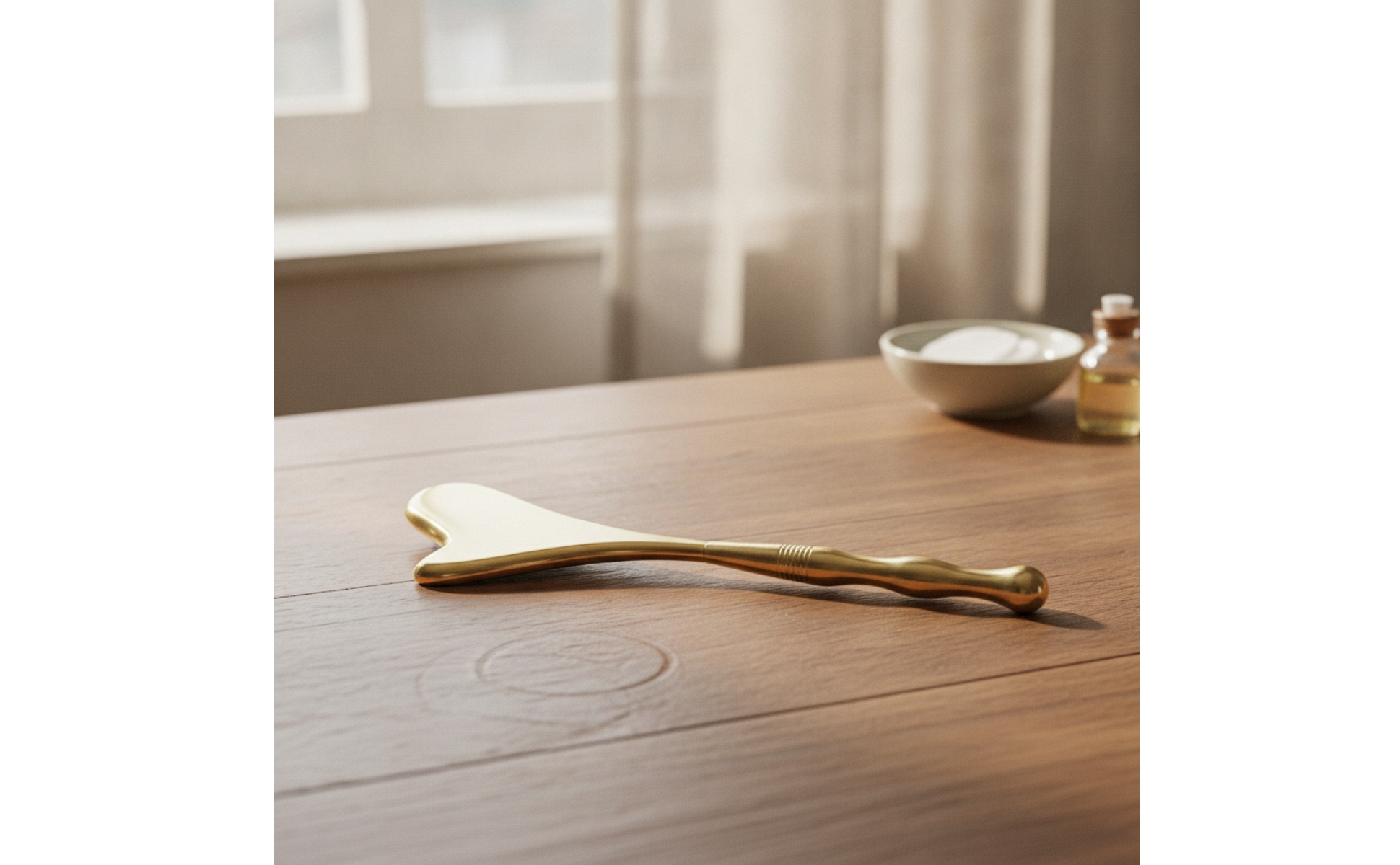 Gua Sha Massage Stick Brass Gua Sha Stick with Acupoint Chart Metal-Like