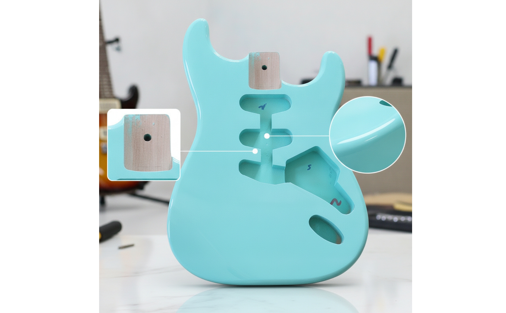 e-gitarren-body aus pappelholz lackiert e-gitarren-korpus massiv für gitarrenbau