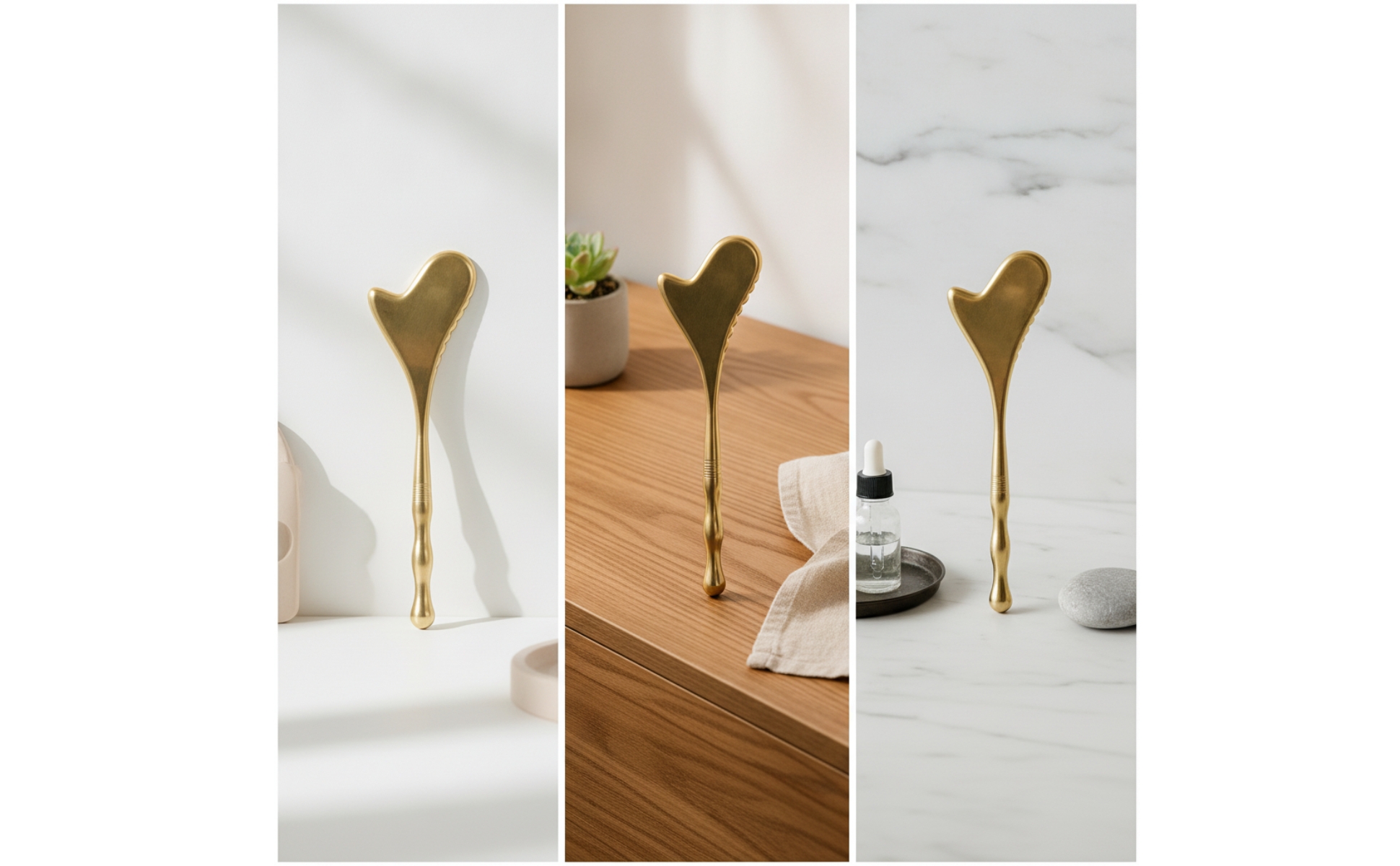 Gua Sha Massage Stick Brass Gua Sha Stick with Acupoint Chart Metal-Like