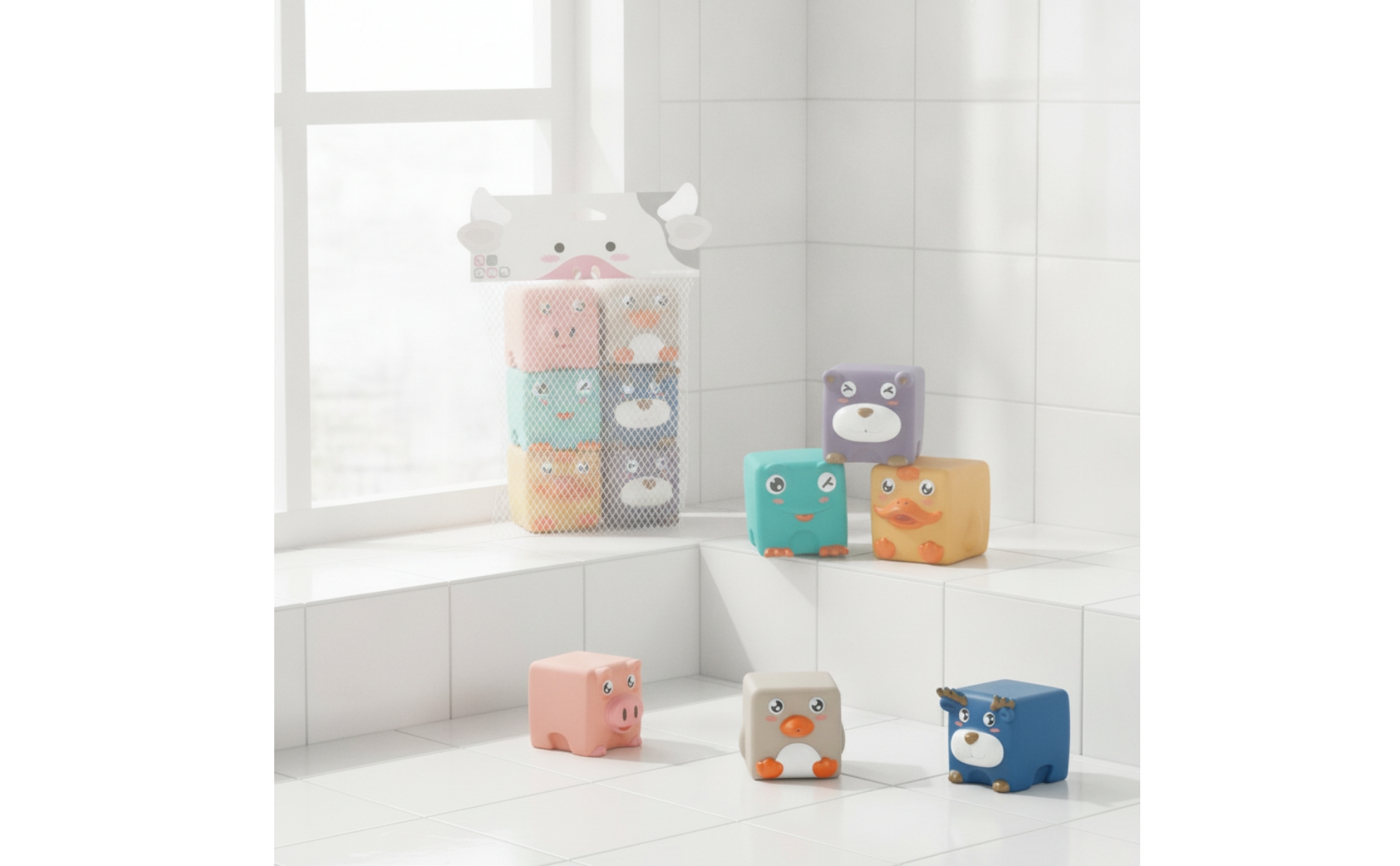 6 Pieces Stacking Blocks with Bag Tactile Soft Blocks Squeezable for Toddlers