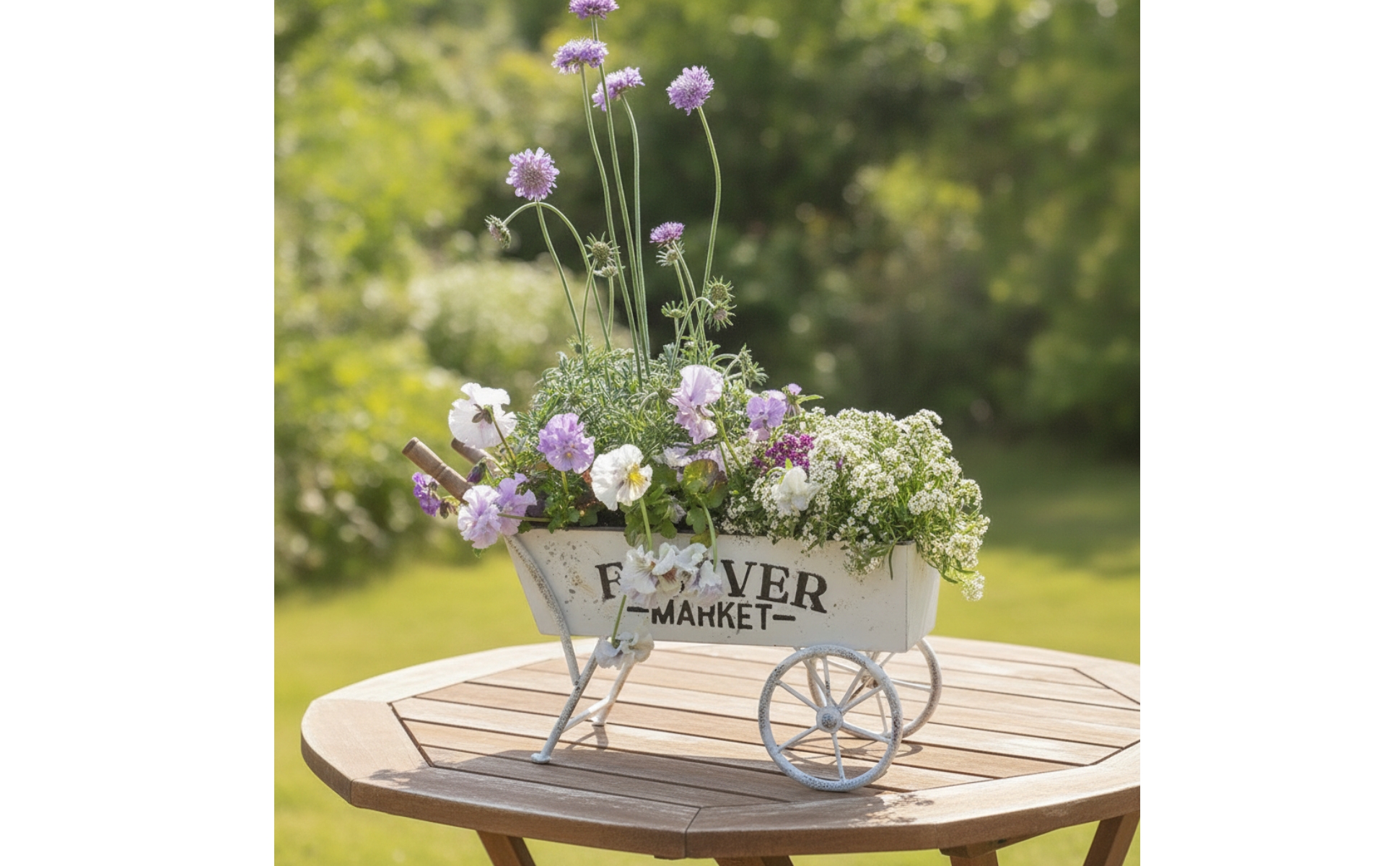 Wheelbarrow Planter Metal Decorative Cart Planter Vintage for Patio, Gardeners