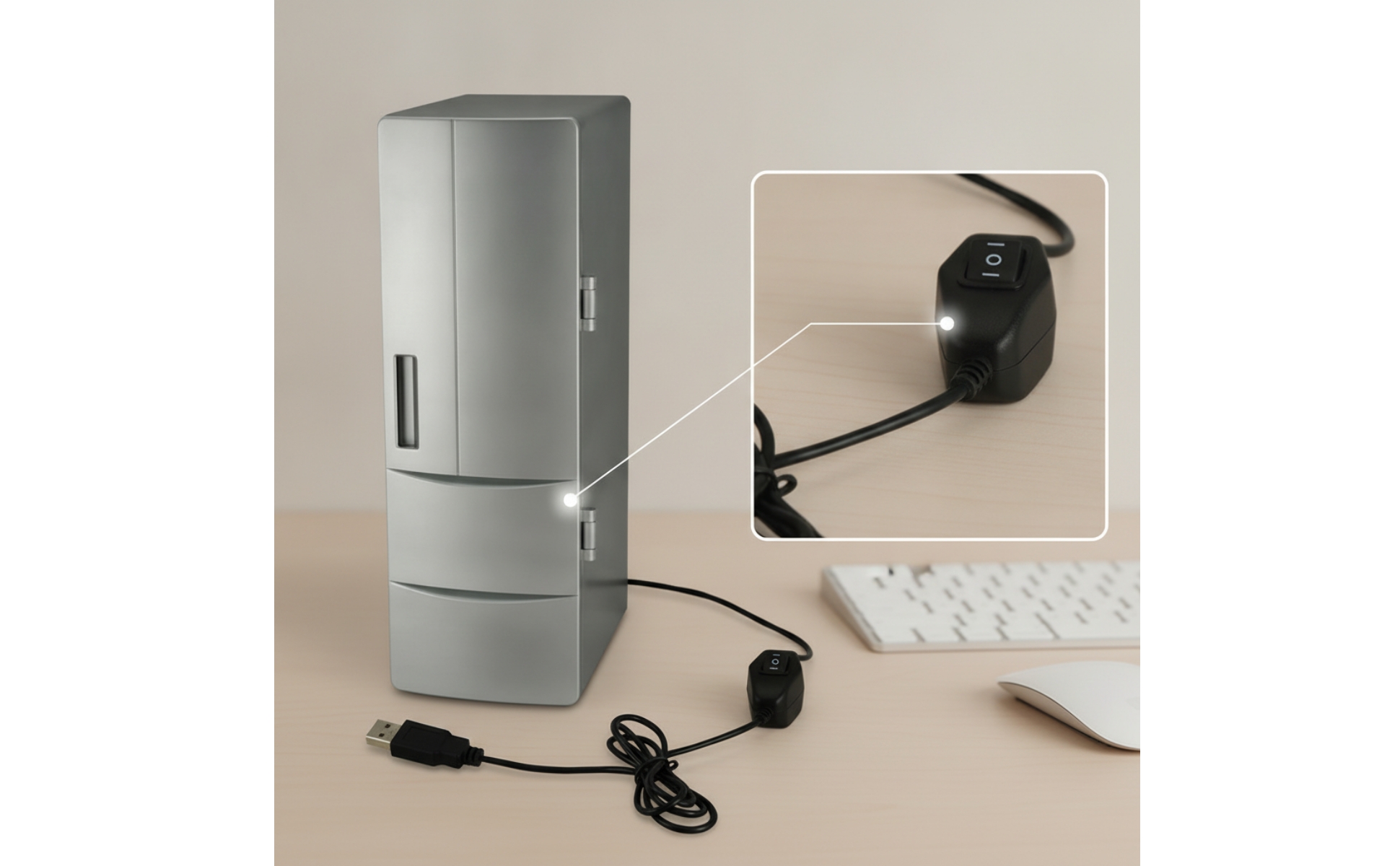 USB Mini Fridge Cooling and Heating Mini Fridge with LED Lights for Dorm Room