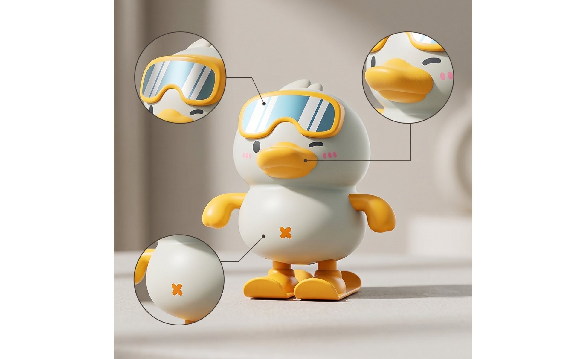 Duck Toy with Goggles Wind-up Duck Toy Wobbling for Bath Time, Kids, Toddlers