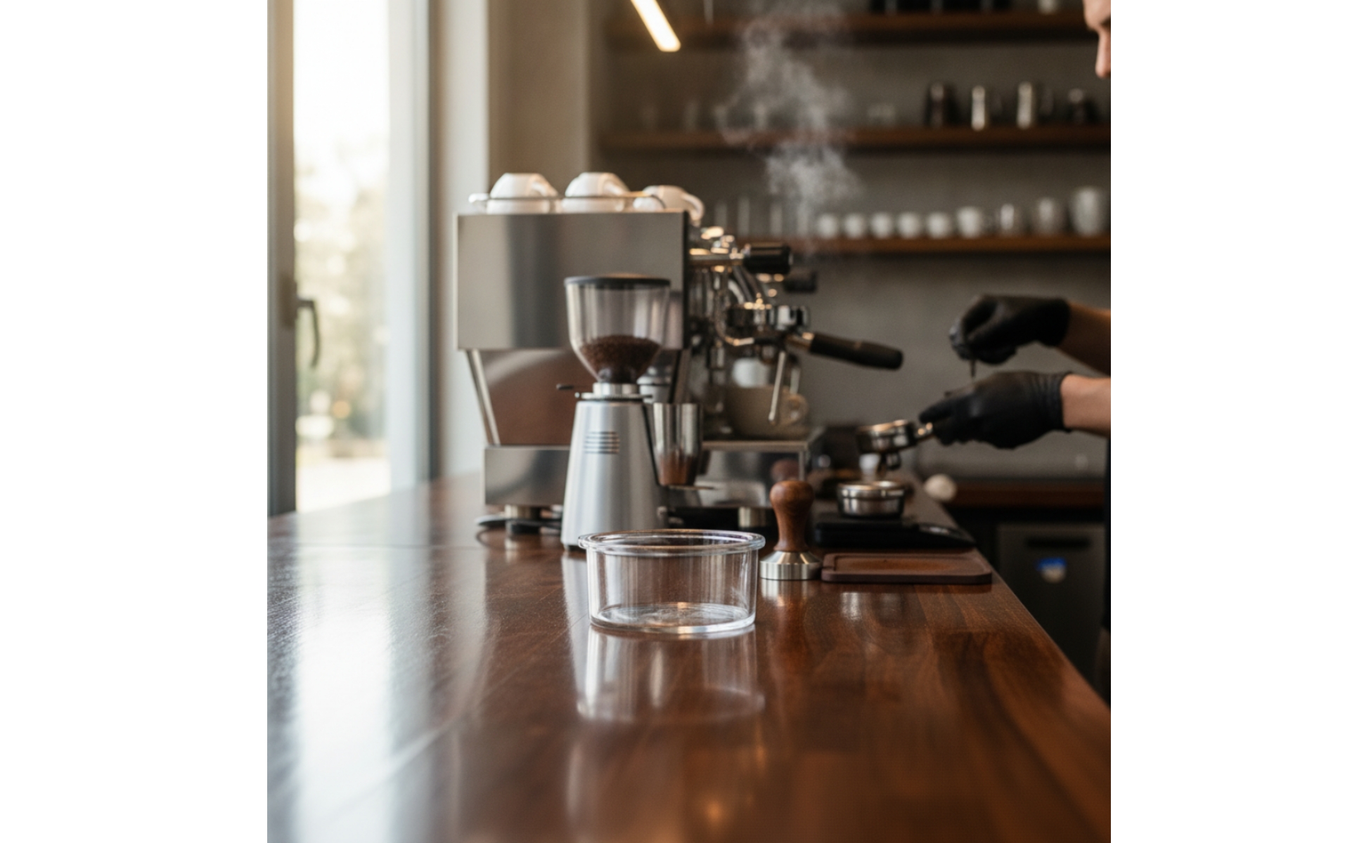 Transparente Dosierschale 58mm transparentes Design für Café, Baristas, Anfänger