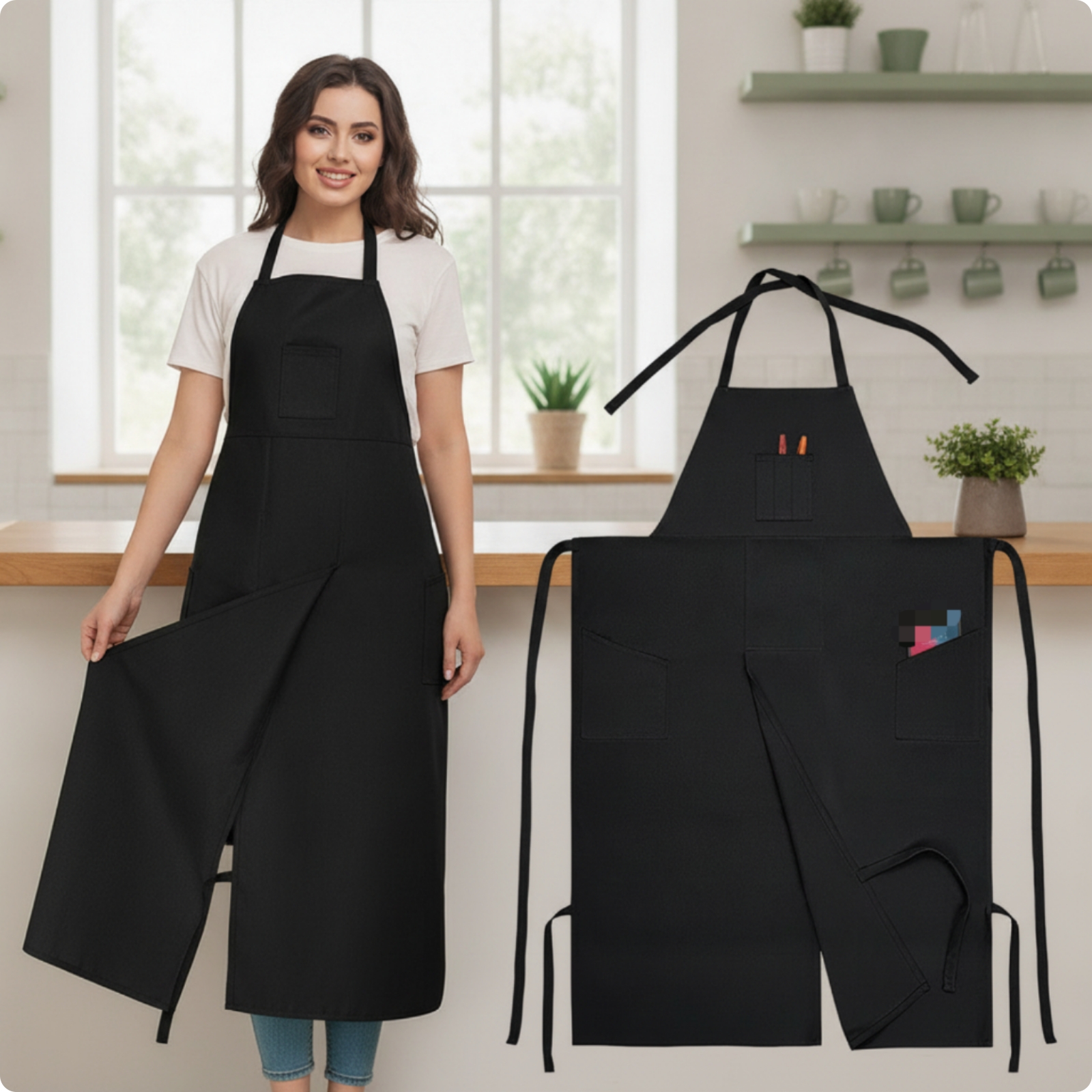 Split-Leg Apron Adjustable Workwear Heavy-Duty for Potters, Woodworkers