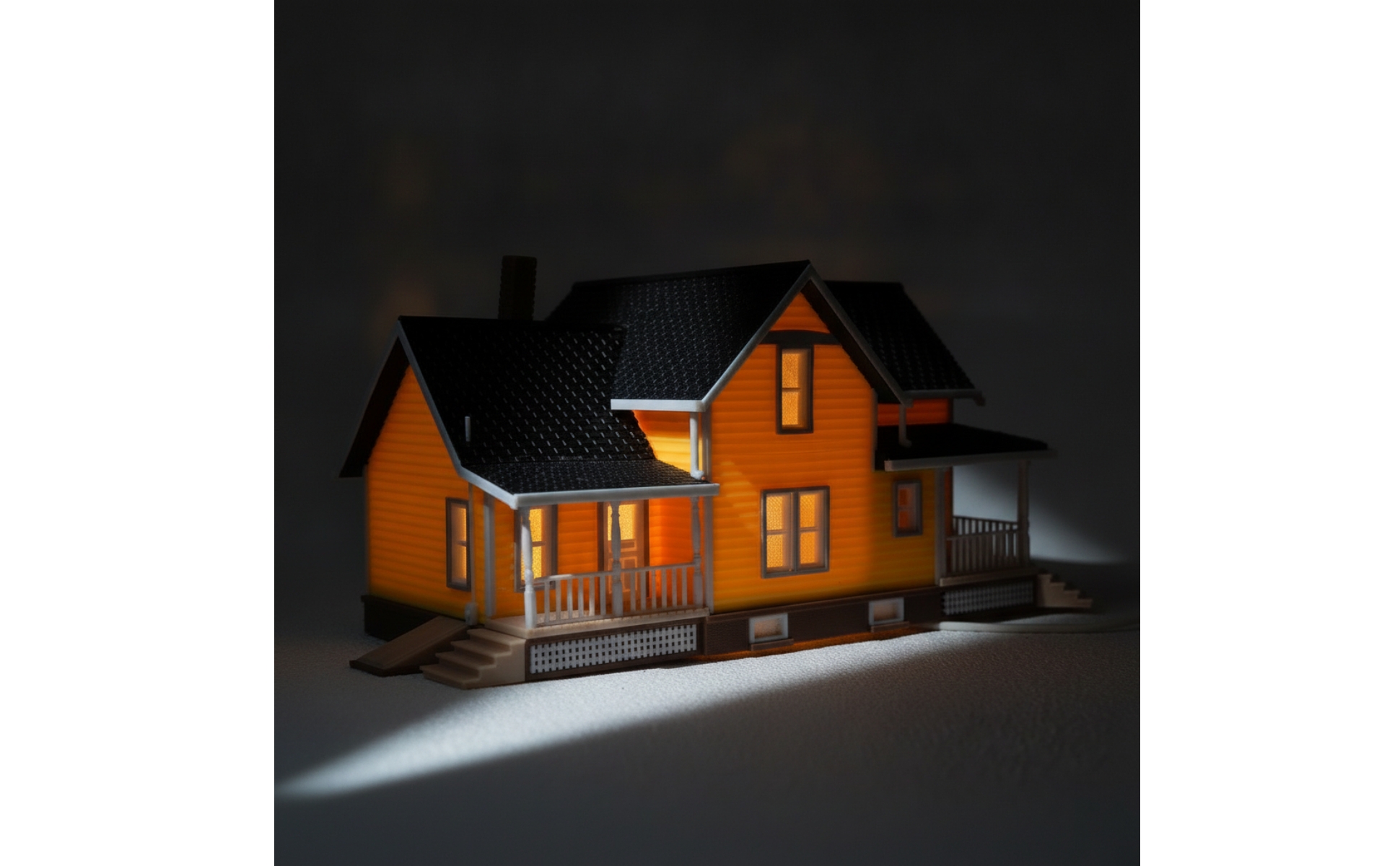 Miniature Villa with Porch Detailed 1:64 Scale House Model Two-Story