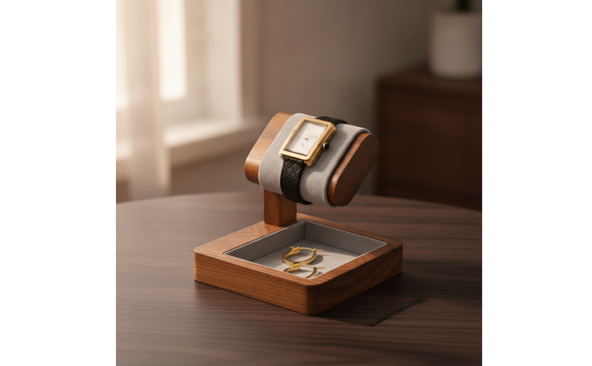 Watch Display Stand with Tray Compact Watch Display Rack Slim for Dresser