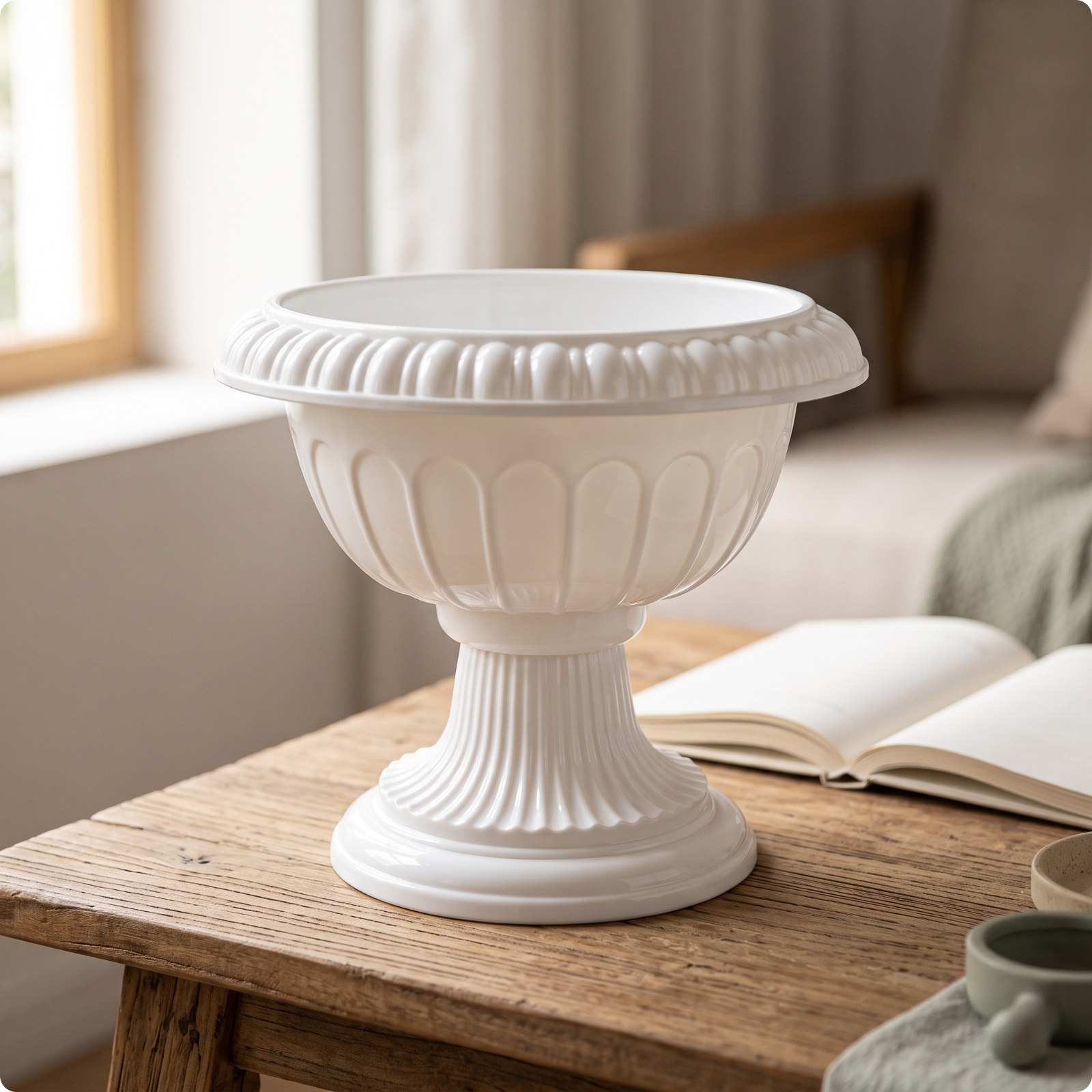Planter with Pedestal Base Decorative Flower Pot Smooth for Desk