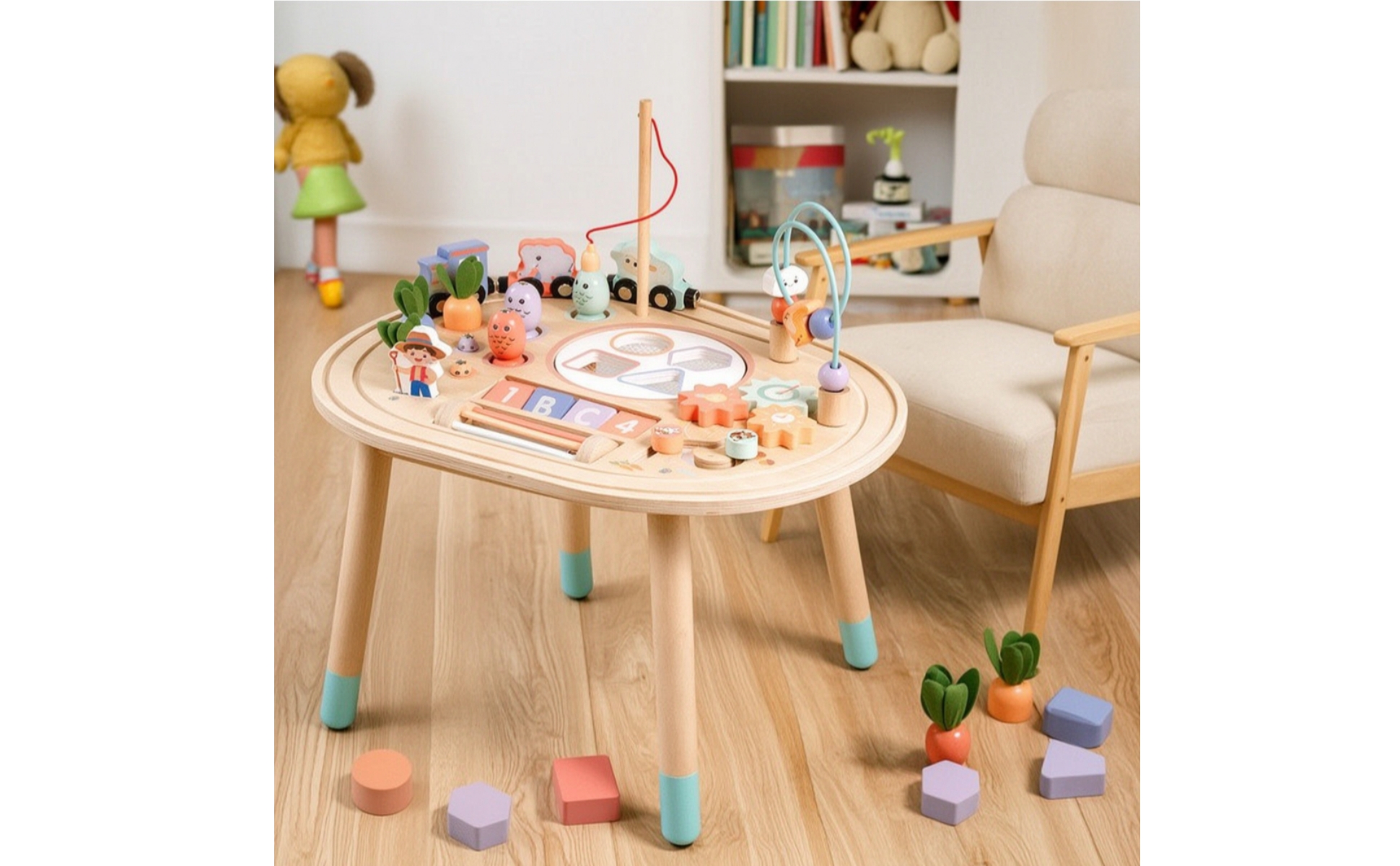 Developmental Activity Table Multifunctional Wooden Activity Table Early
