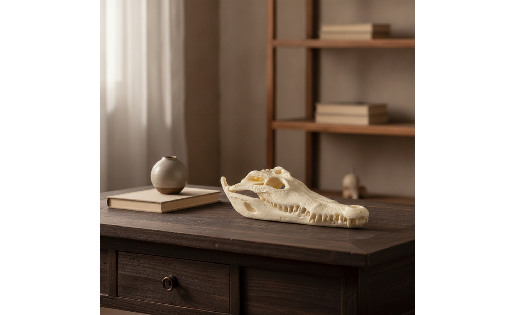 Skull Bone-Like Head with Open Jaw Realistic for Living Room