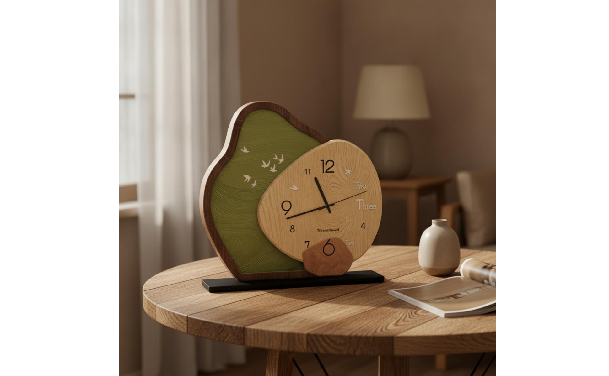 Analog Clock with Rectangular Base Easy-to-Read for Living Room, Bedside