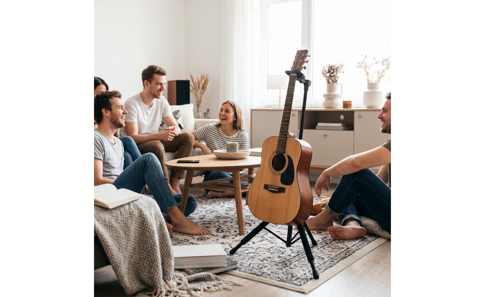 Tripod Guitar Stand Foldable Guitar Stand Adjustable for Studio, Stage, Students