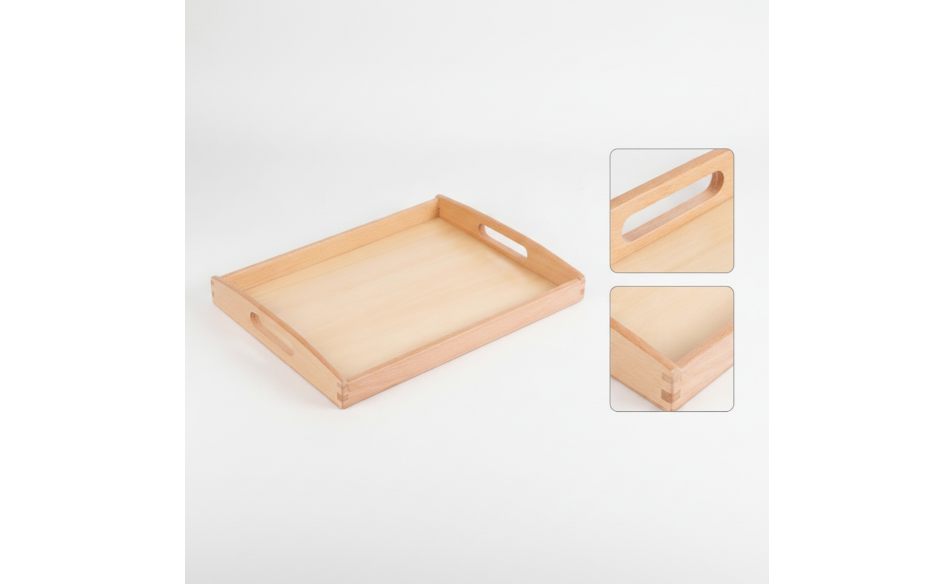 Educational Tray with Handles Rectangular Wooden Tray with Handles Natural Wood