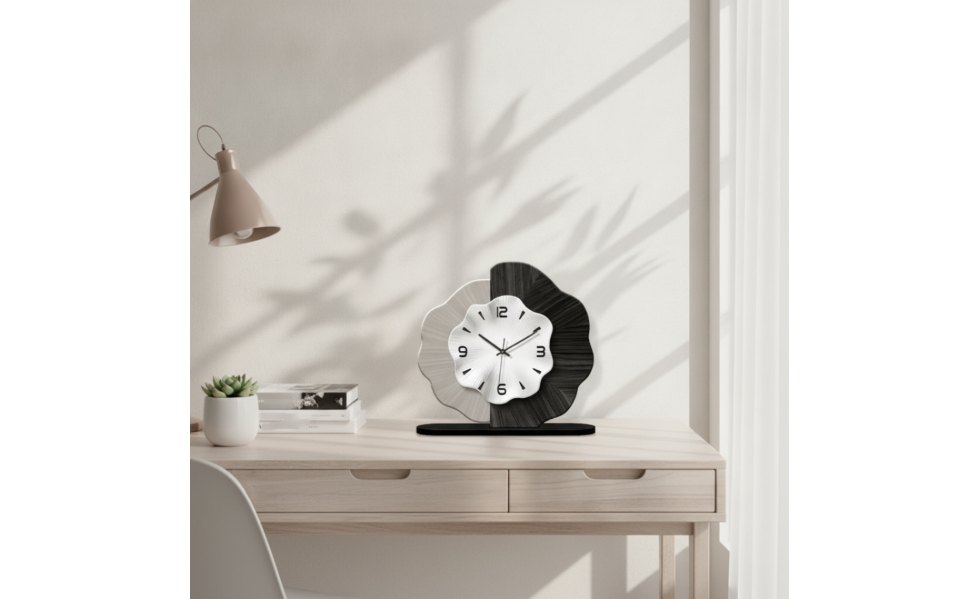 Analog Clock with Rectangular Base Easy-to-Read for Living Room, Bedside