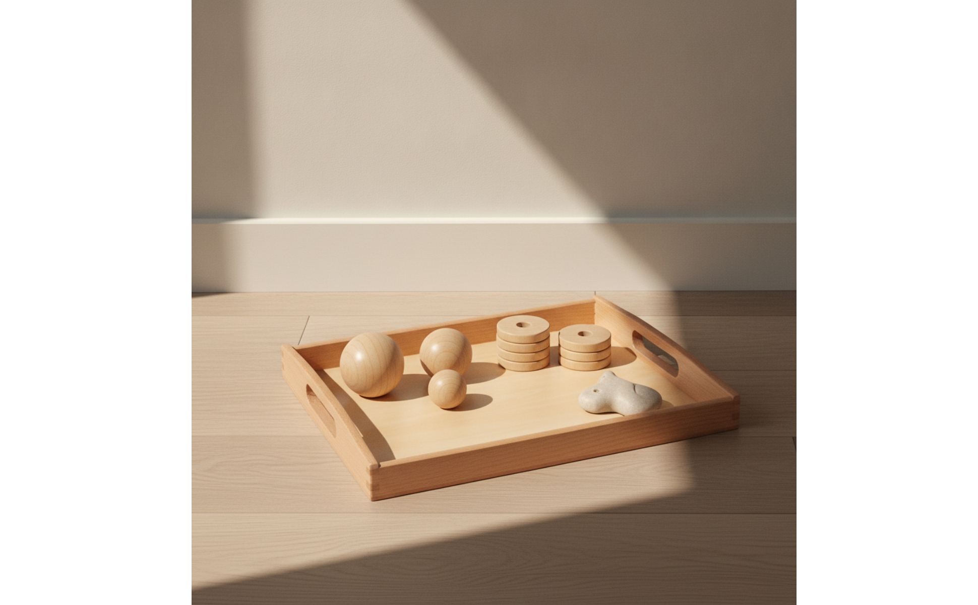 Educational Tray with Handles Rectangular Wooden Tray with Handles Natural Wood