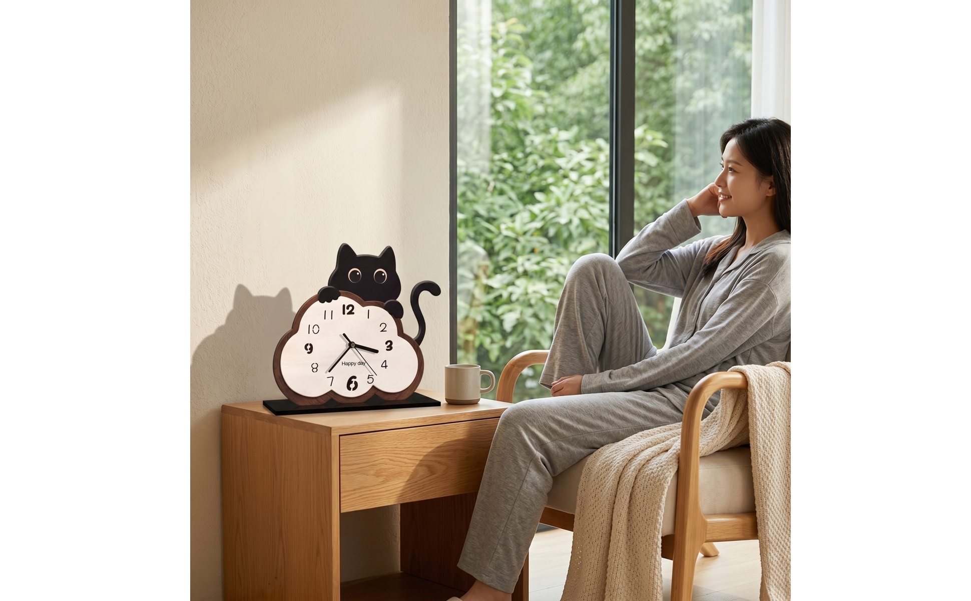 Analog Clock with Rectangular Base Easy-to-Read for Living Room, Bedside