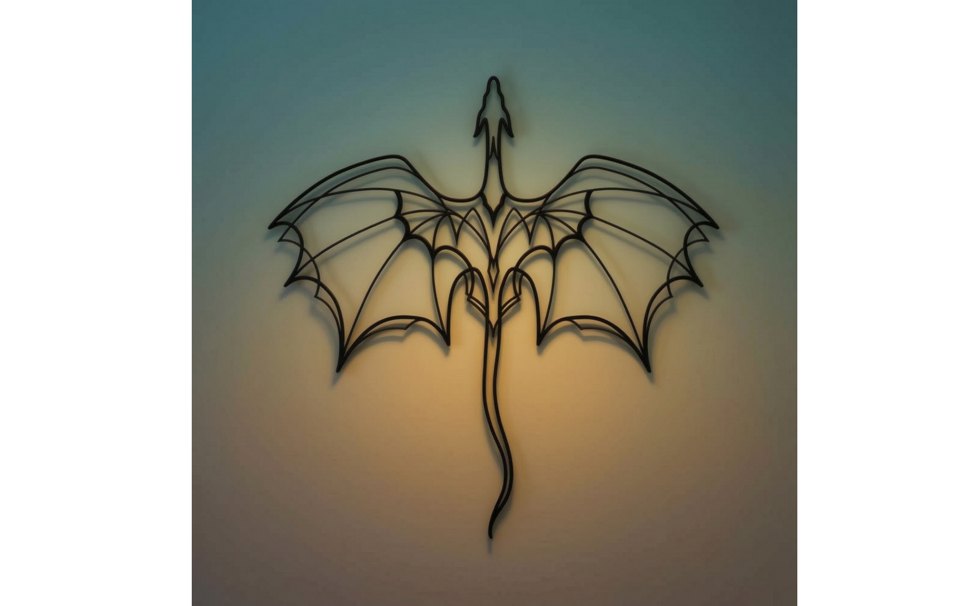 Drachen-Silhouette schwarz Drachen-Wanddeko Fantasy für Wohnzimmer, Schlafzimmer